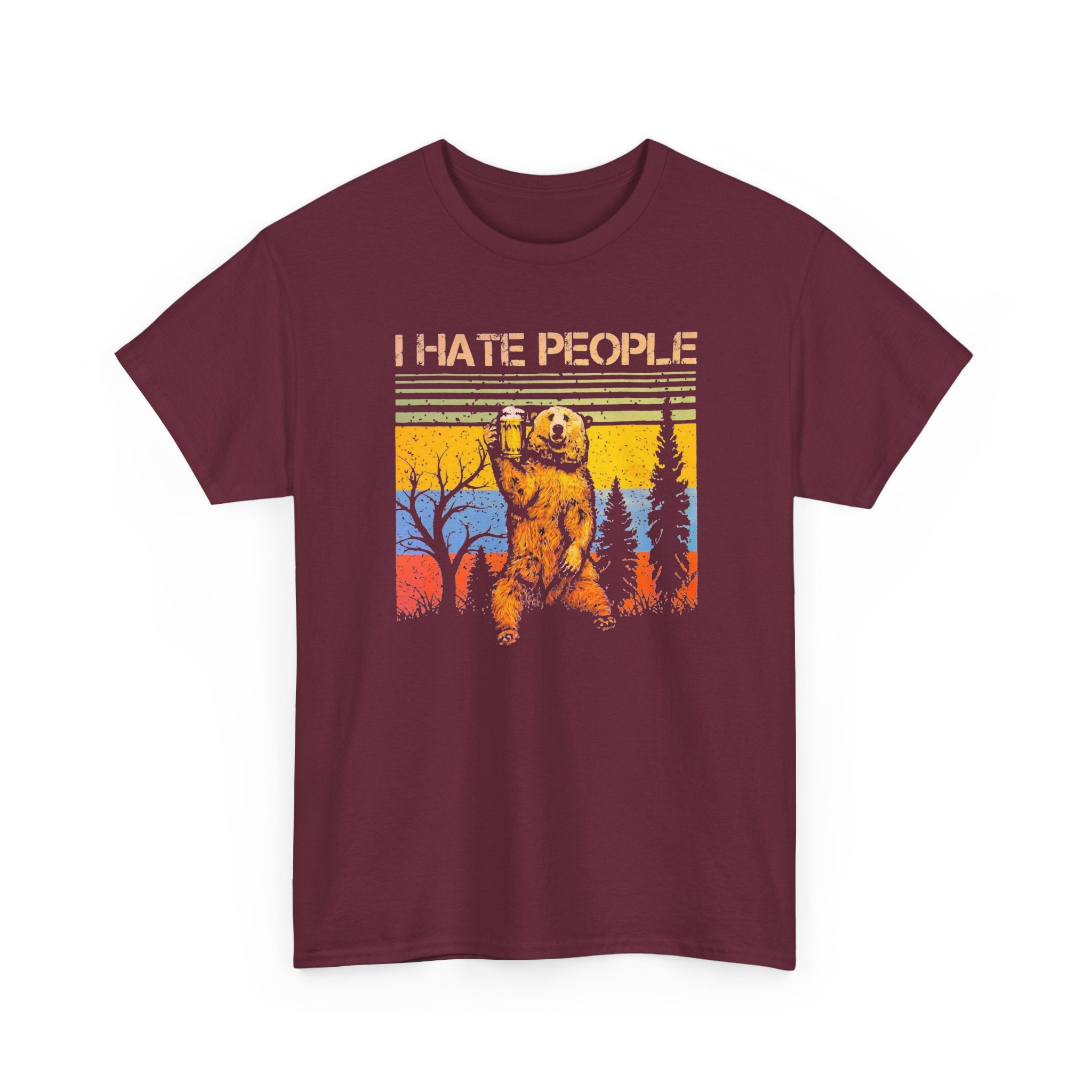 I Hate People Bear T‑Shirt — Retro Forest Graphic Tee