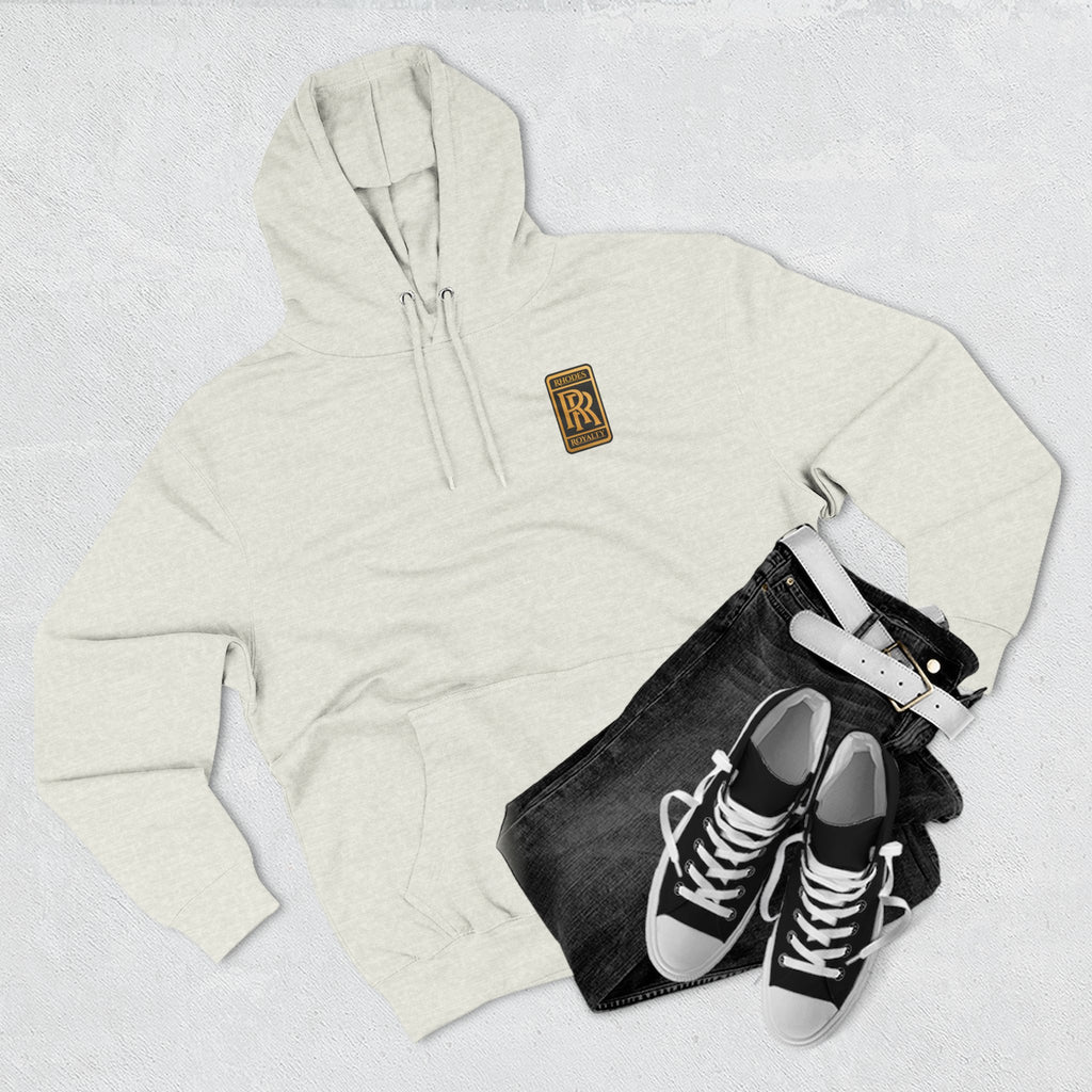 Rhodes Royalty RR Patch Hoodie — Three-Panel Fleece Hooded Sweatshirt