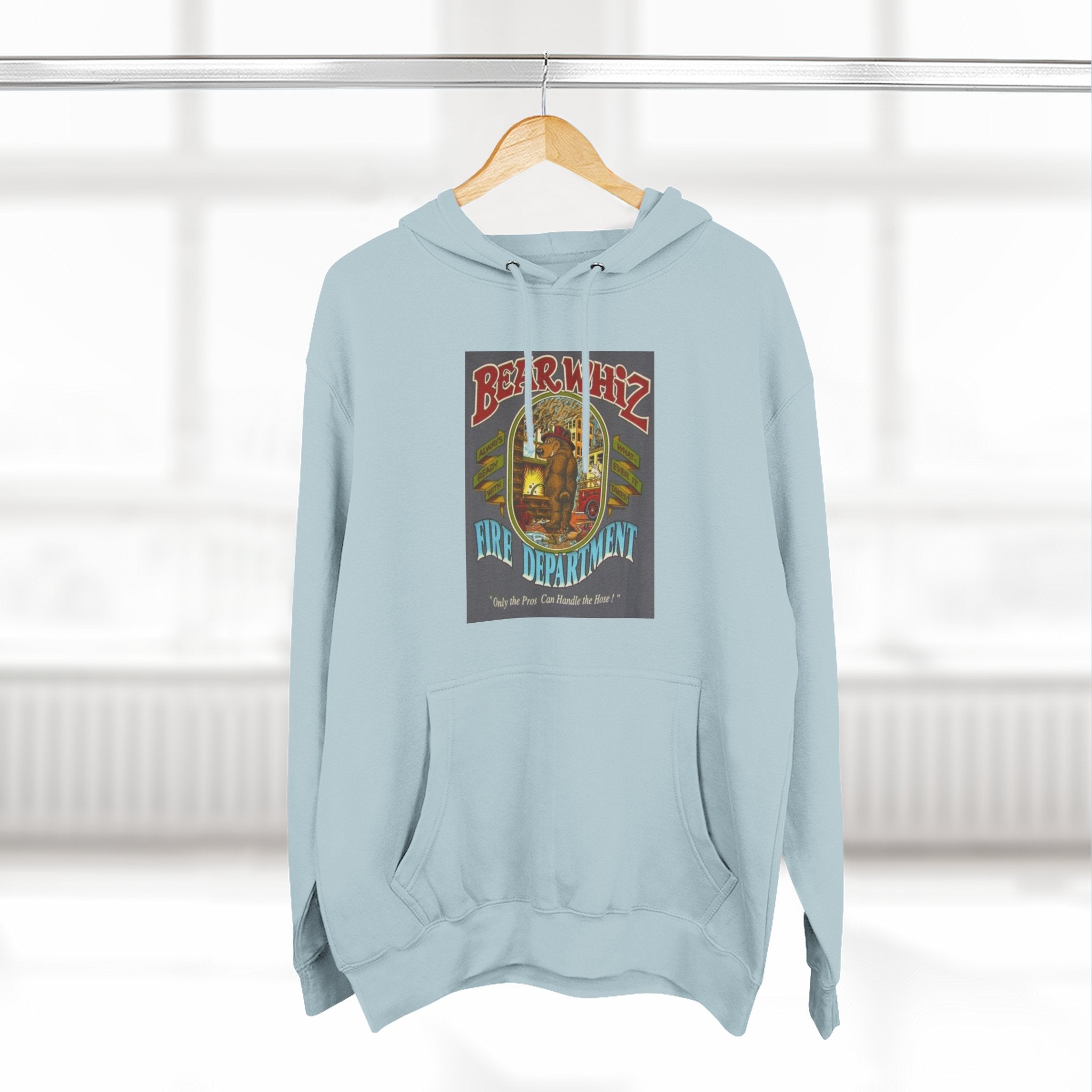 Bear Whiz Fire Department Hoodie — Vintage Bear Whiz Three-Panel Design
