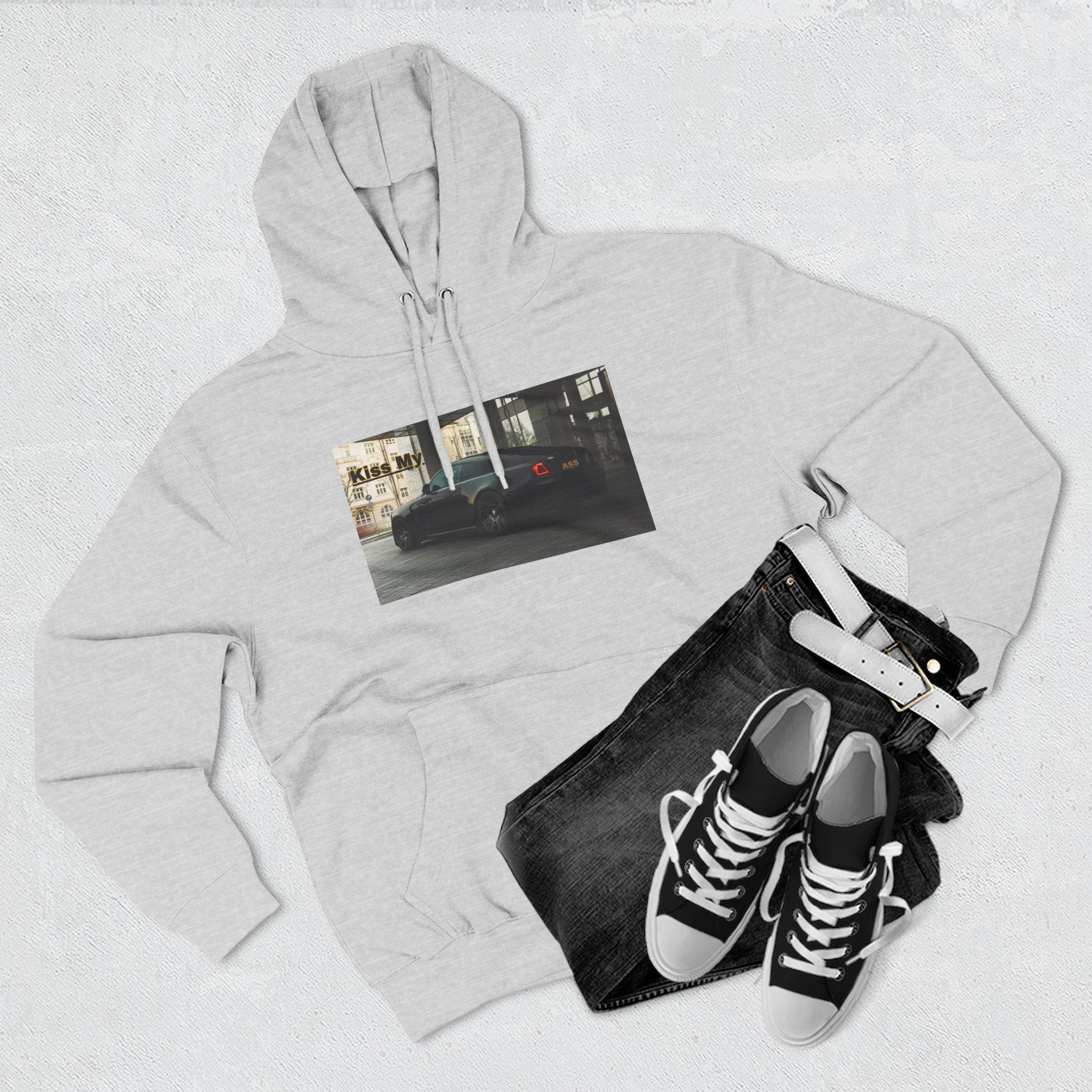 KISS MY license plate Photo Hoodie — Vintage Streetwear Pullover