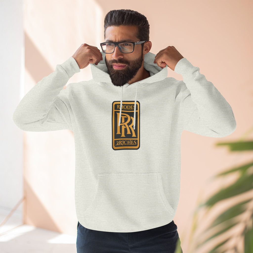 RHODES 2 RICHES Heritage RR Gold Emblem Hoodie — Luxury Vintage Logo Fleece