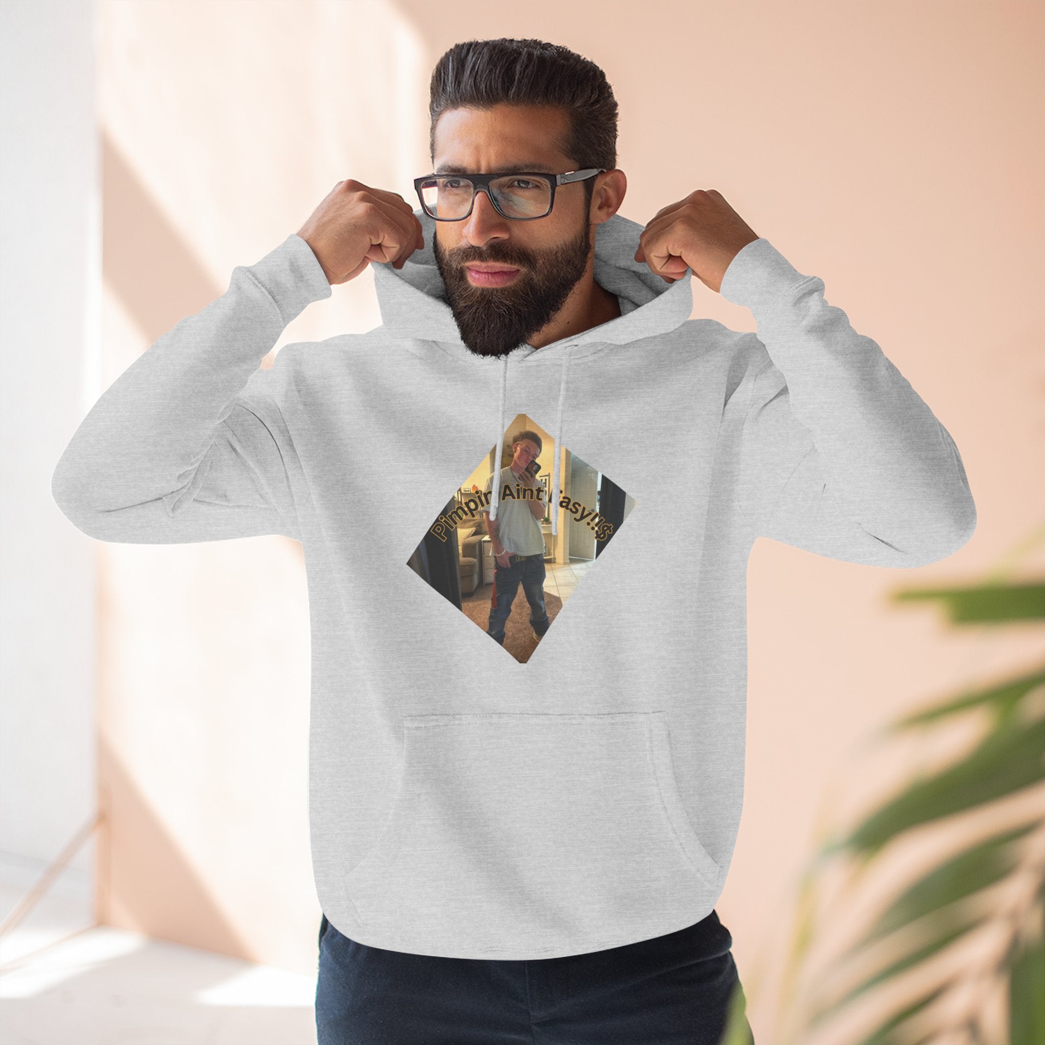 Pimpin Aint Easy (Ryder or Die Style)   Three-Panel Fleece Hoodie — Cozy Diamond Photo Graphic Pullover