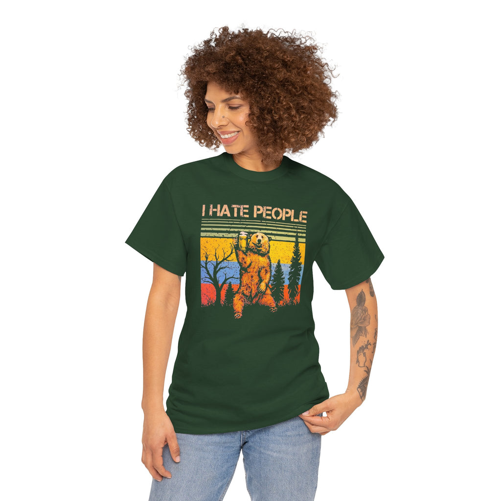 I Hate People Bear T‑Shirt — Retro Forest Graphic Tee