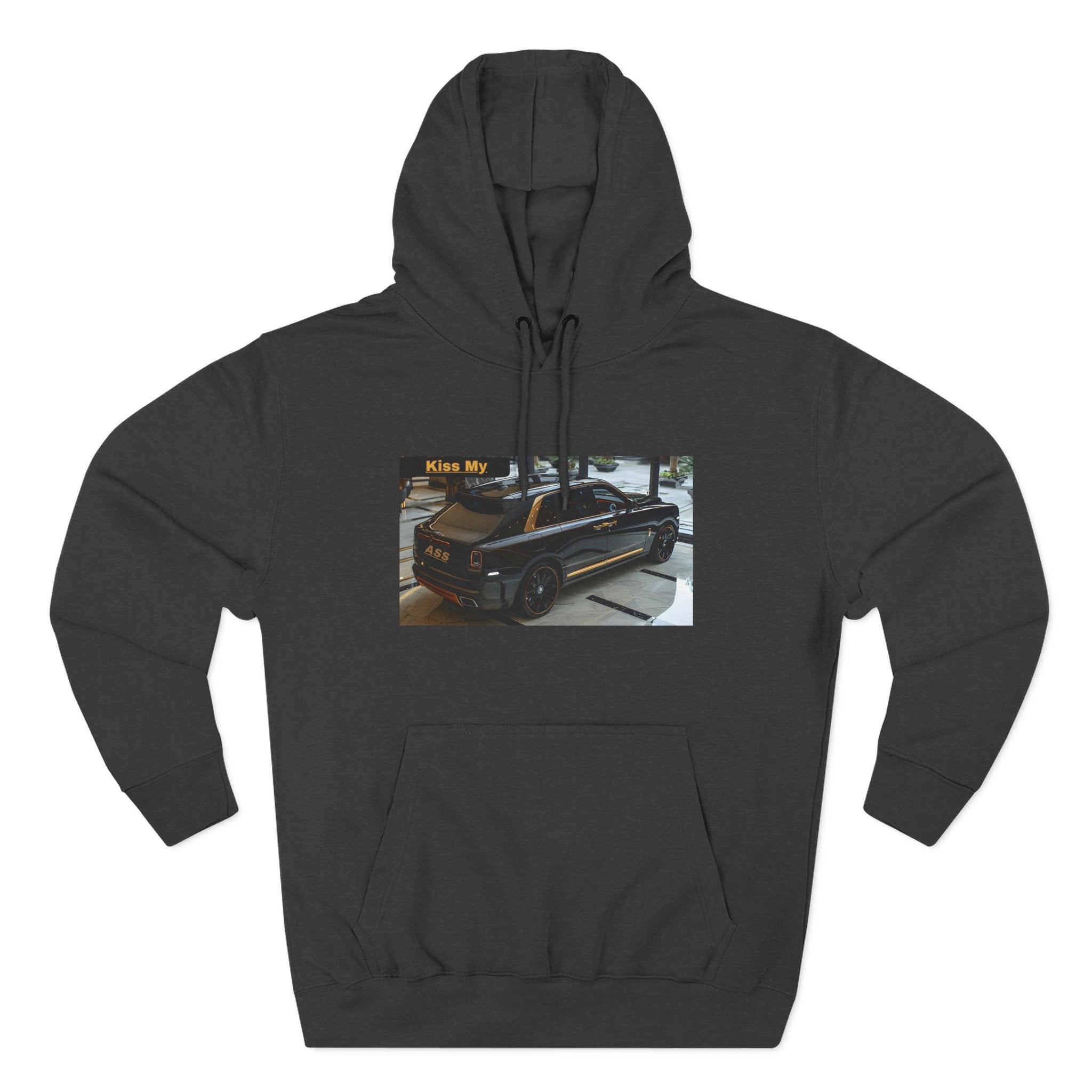 Kiss MY  License plate SUV Hoodie — Vintage Black Muscle Car Graphic Pullover