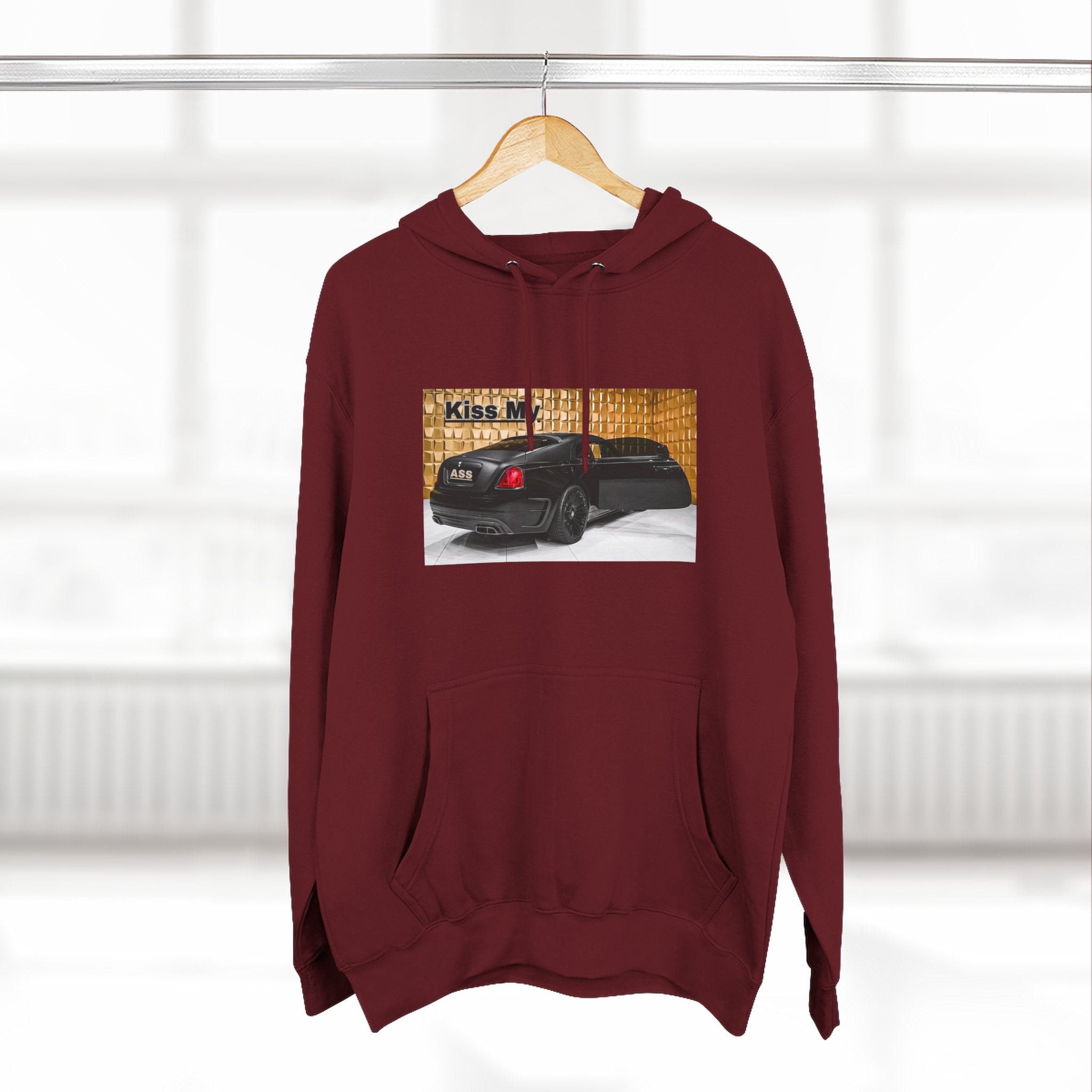 Kiss My  License plate Hoodie — Graphic Black Car Music Lover Pullover