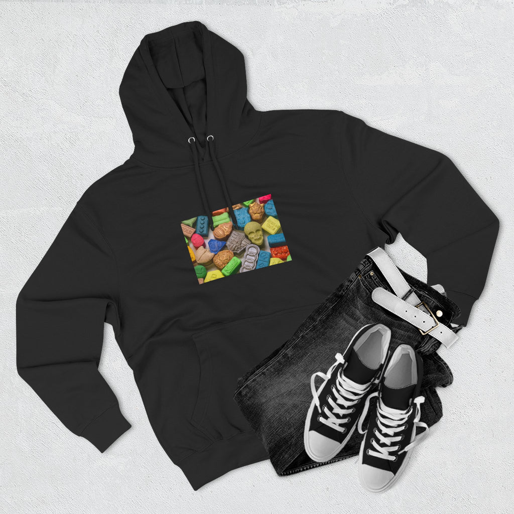 Candy Collage Hoodie — Colorful Retro Candy Graphic Pullover