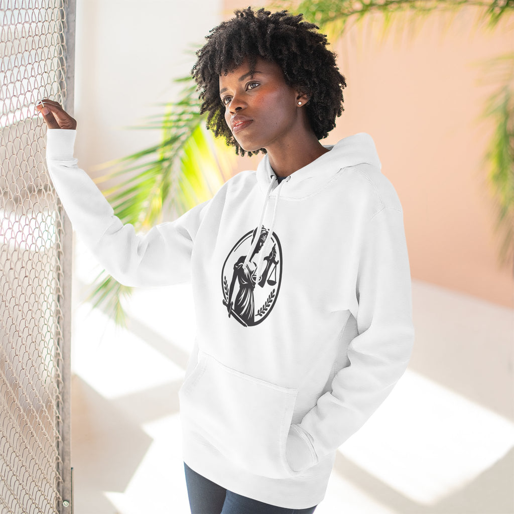 Lady Justice Scales Hoodie — Legal Lawyer Lawyerhood Emblem Sweatshirt