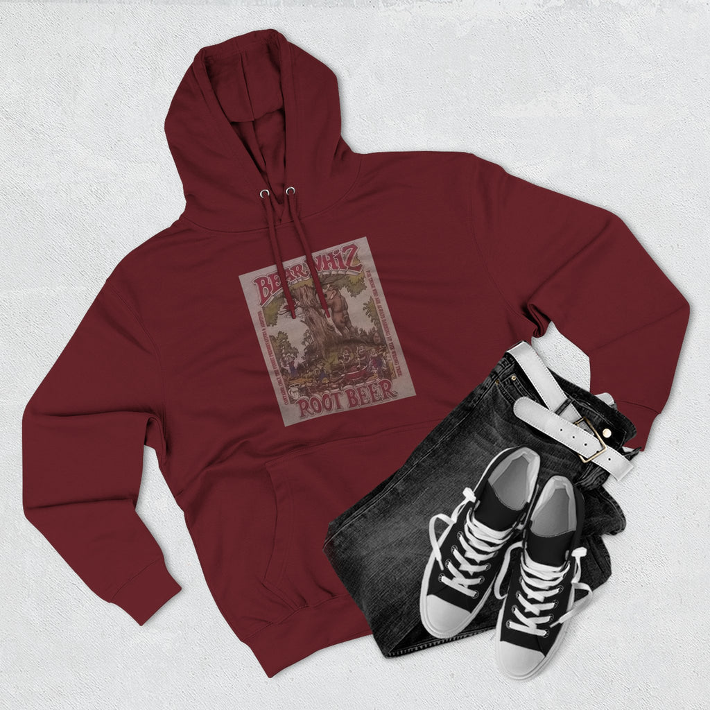 Bear Whiz Beer RootBeer  Vintage Label Hoodie — Retro Beverage Graphic Fleece Pullover