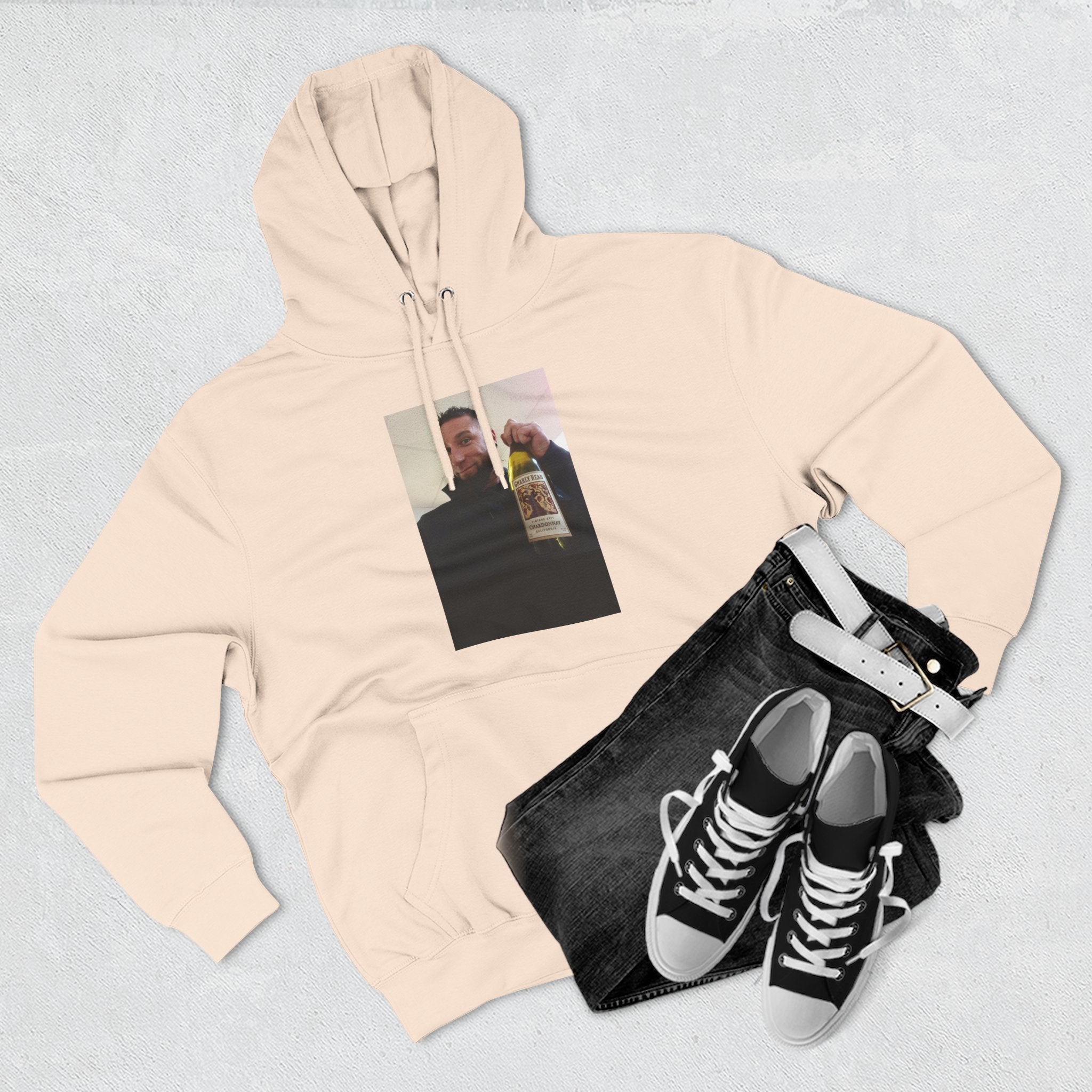 Shaun Says!      Three-Panel Fleece Hoodie – Vintage Photo Collage Printed Hoodie