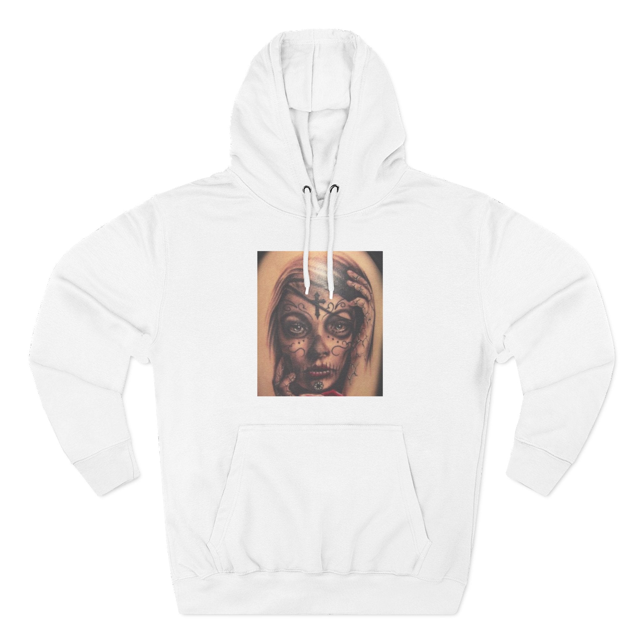 Girl Friends of the Dead Hoodie — Surreal Face Art Three-Panel Graphic Hoodie