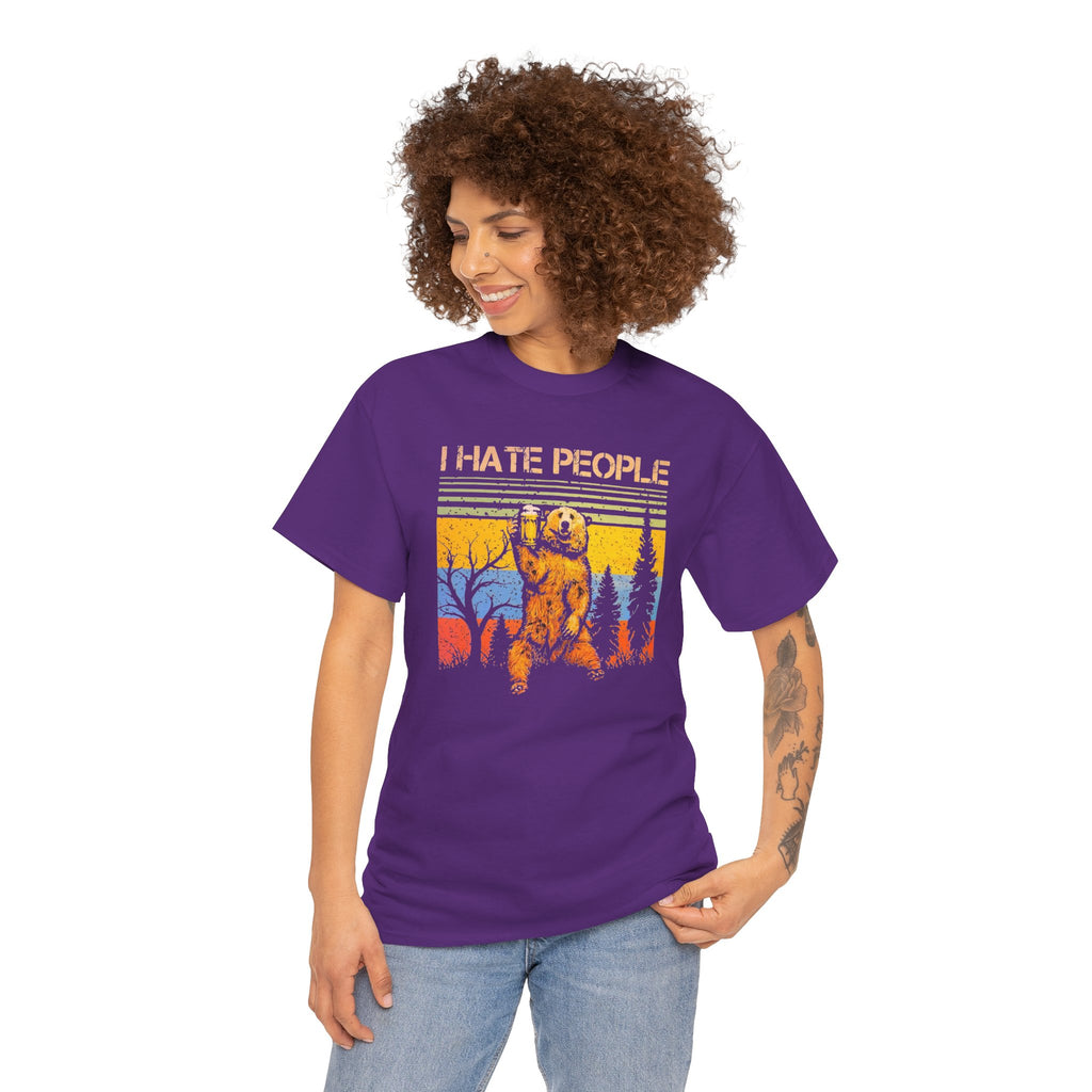 I Hate People Bear T‑Shirt — Retro Forest Graphic Tee