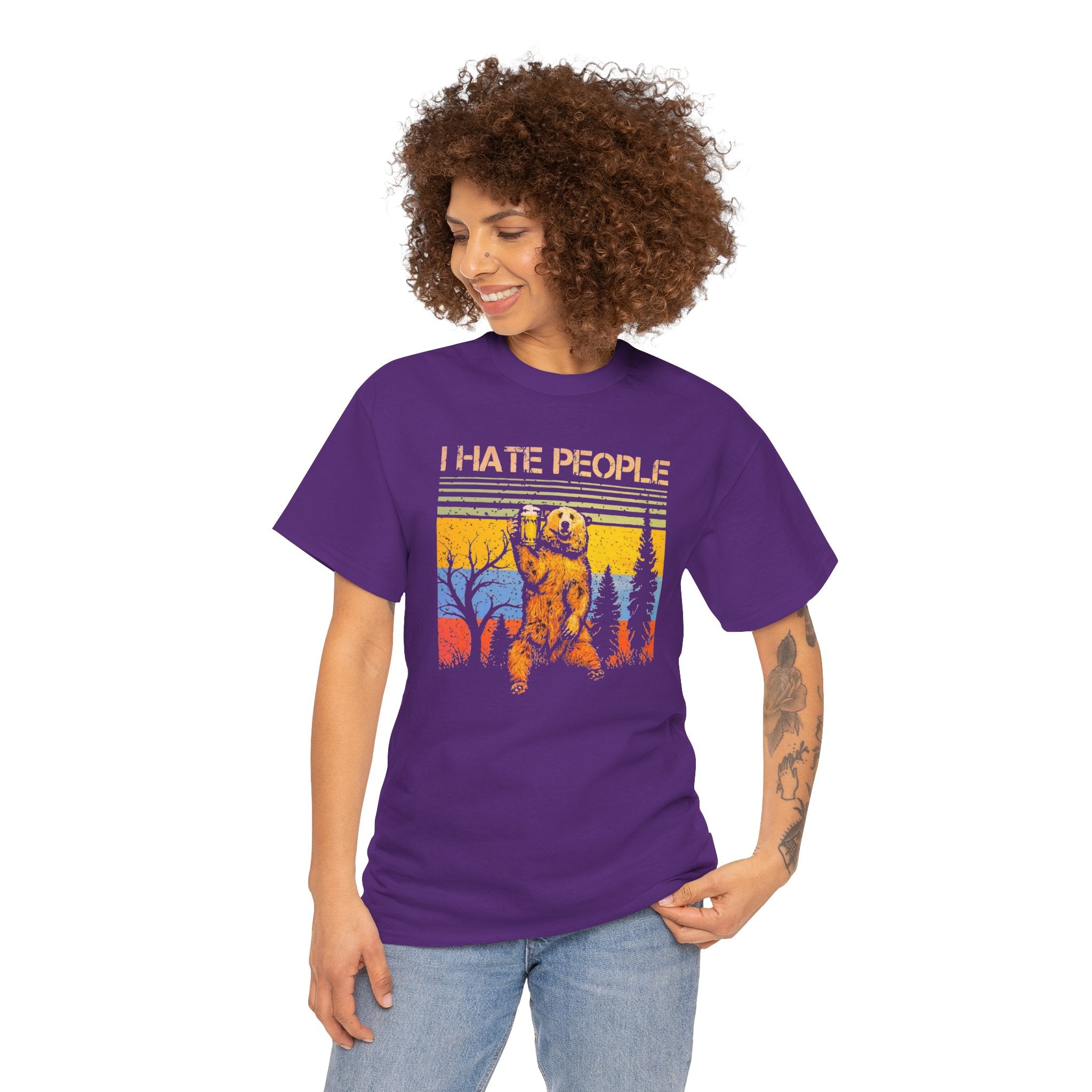 I Hate People Bear T‑Shirt — Retro Forest Graphic Tee