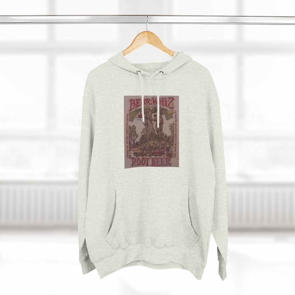 Bear Whiz Beer RootBeer  Vintage Label Hoodie — Retro Beverage Graphic Fleece Pullover