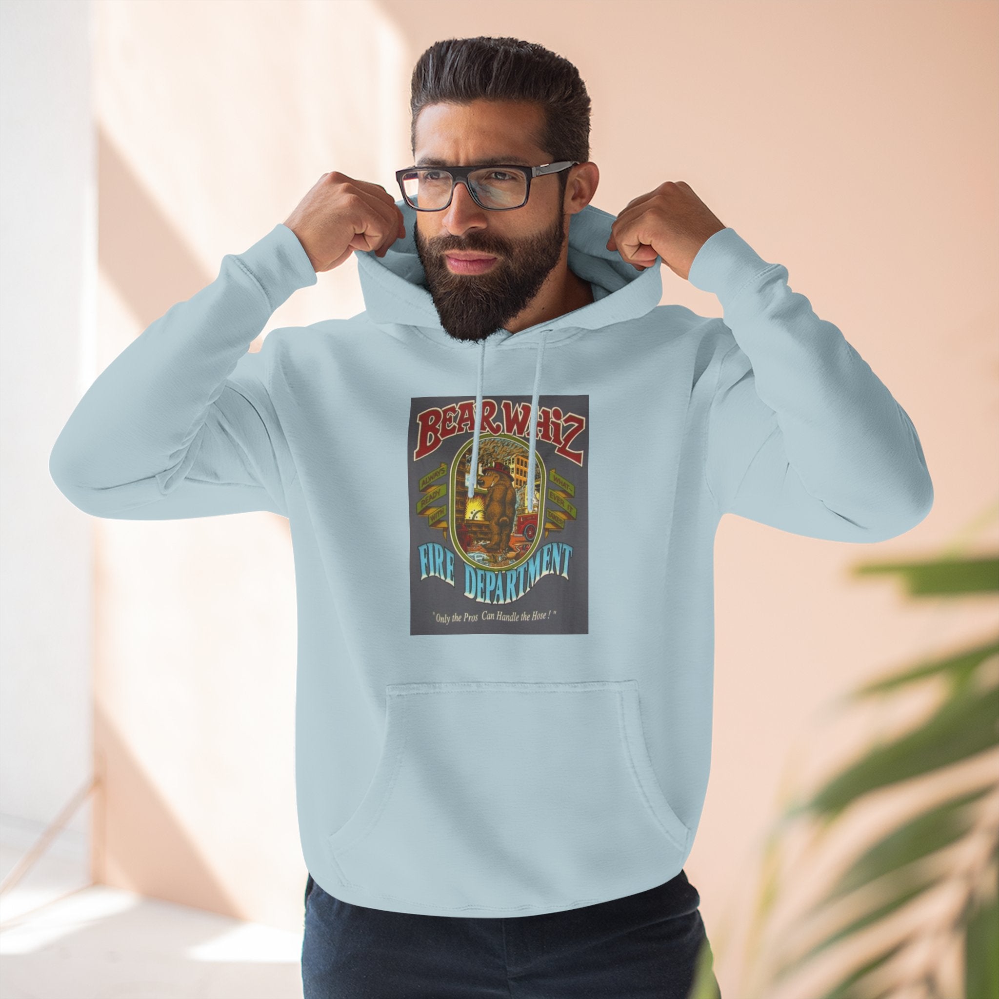 Bear Whiz Fire Department Hoodie — Vintage Bear Whiz Three-Panel Design