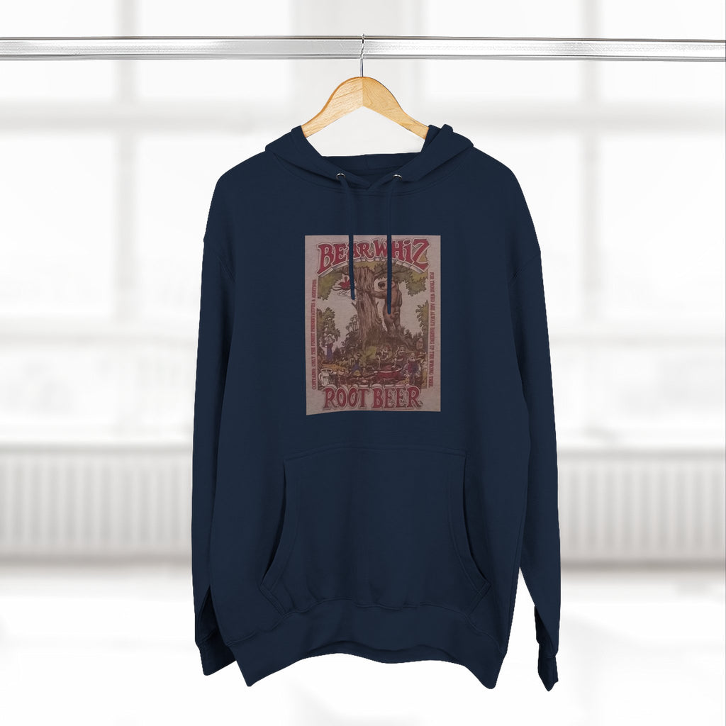 Bear Whiz Beer RootBeer  Vintage Label Hoodie — Retro Beverage Graphic Fleece Pullover