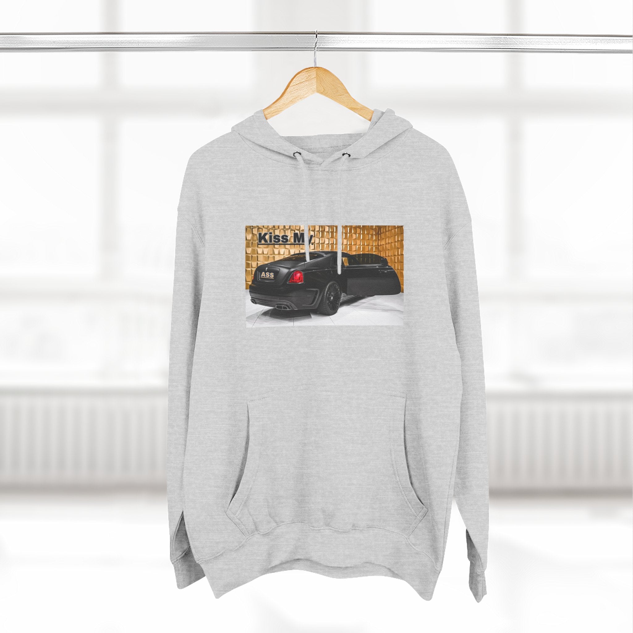 Kiss My  License plate Hoodie — Graphic Black Car Music Lover Pullover