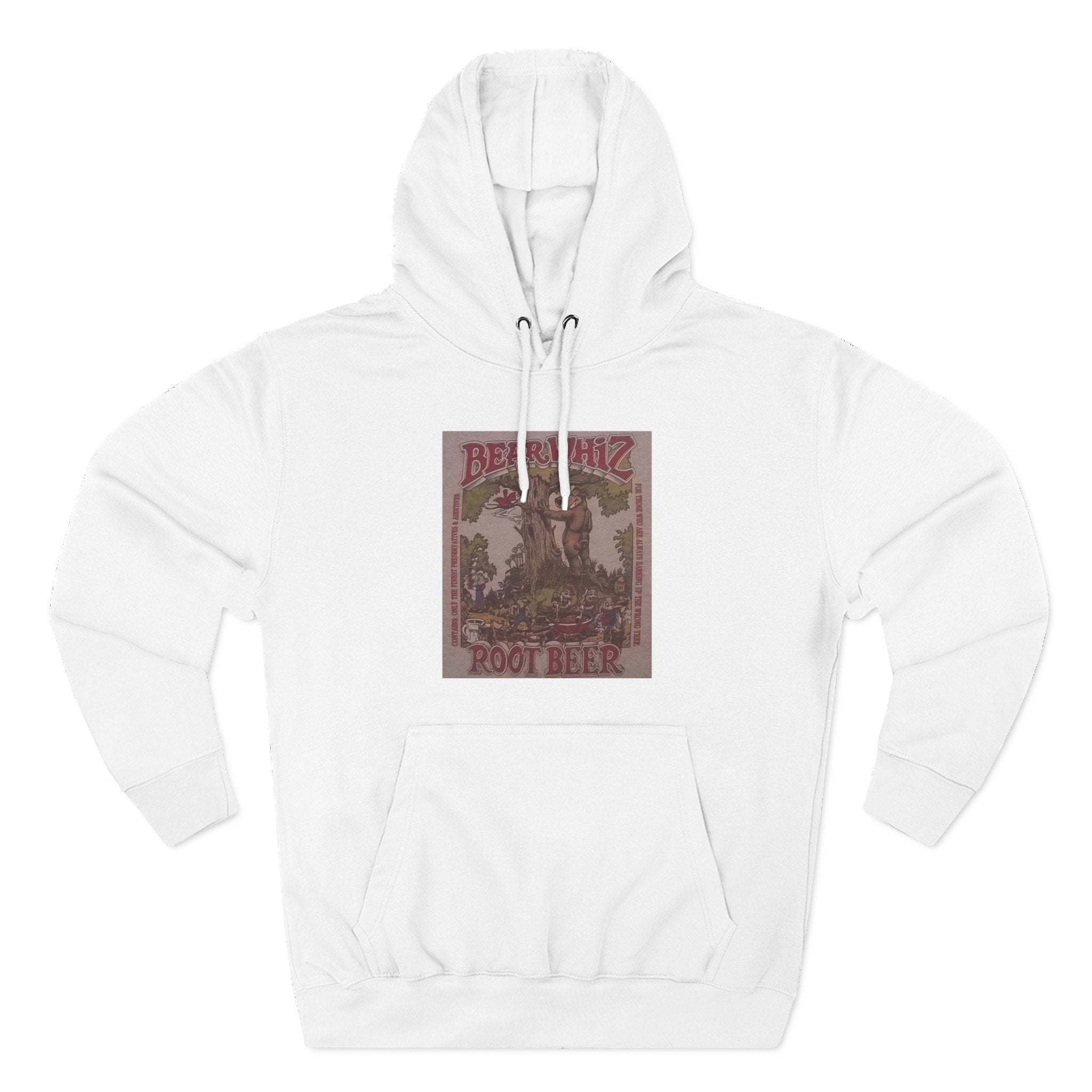 Bear Whiz Beer RootBeer  Vintage Label Hoodie — Retro Beverage Graphic Fleece Pullover