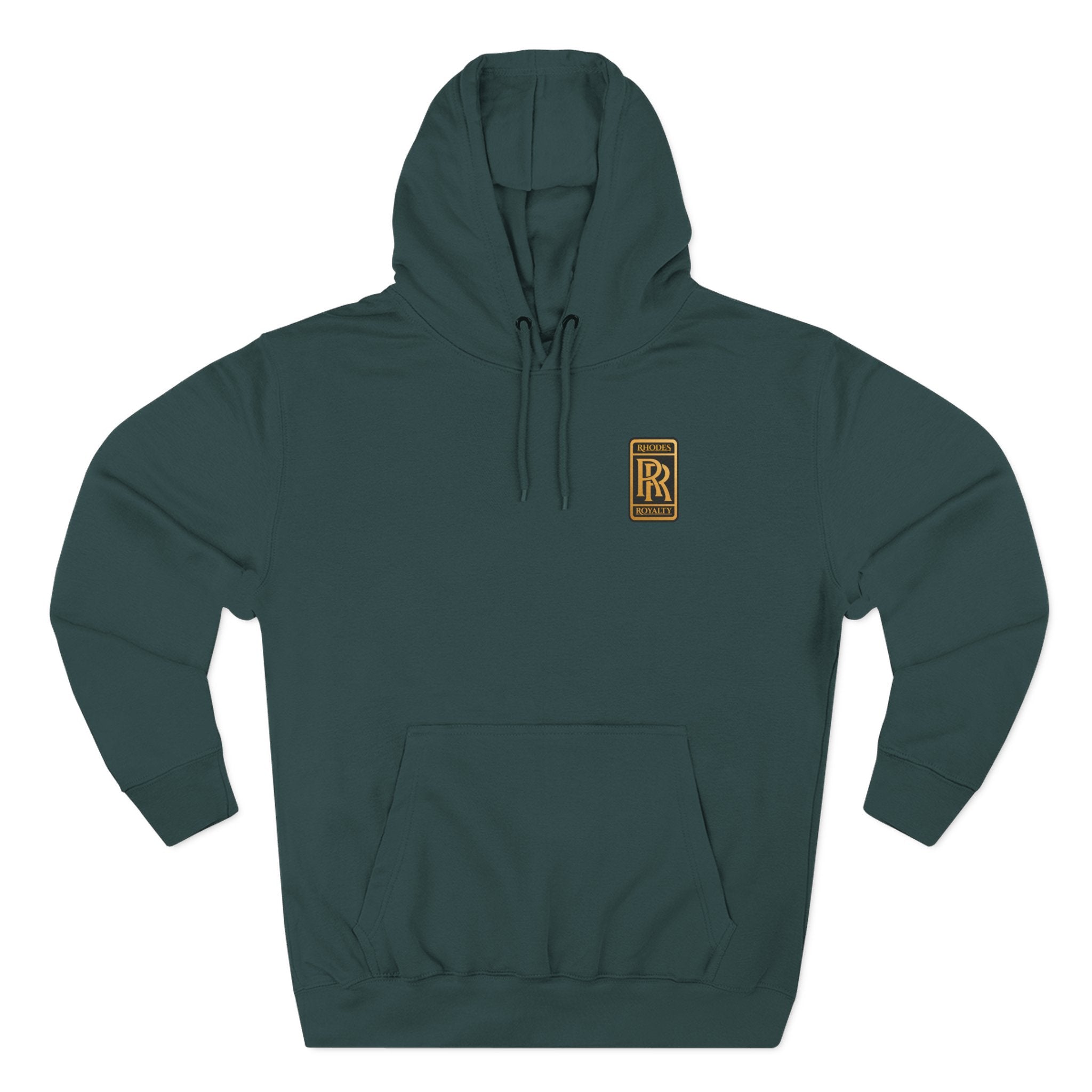 Rhodes Royalty RR Patch Hoodie — Three-Panel Fleece Hooded Sweatshirt