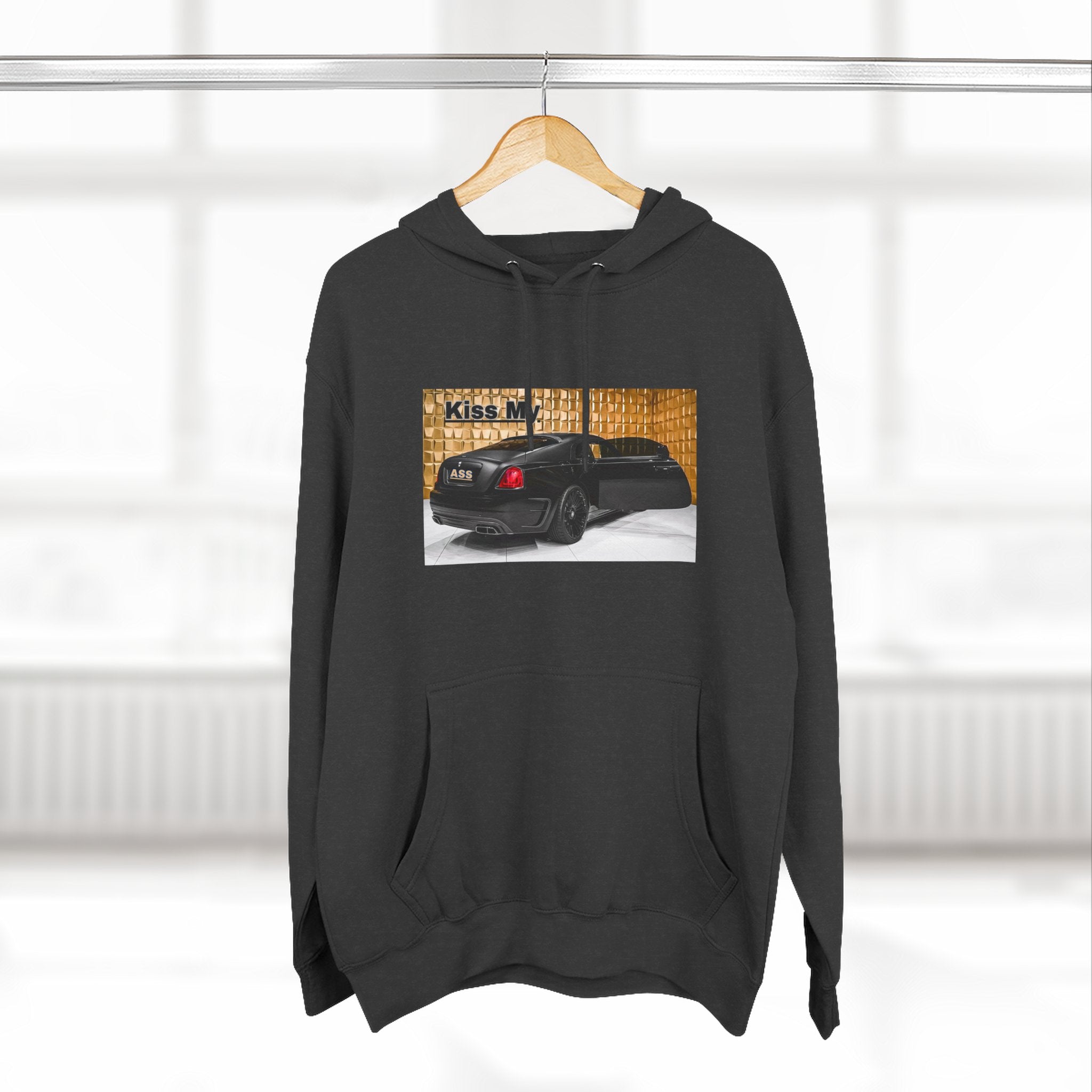 Kiss My  License plate Hoodie — Graphic Black Car Music Lover Pullover