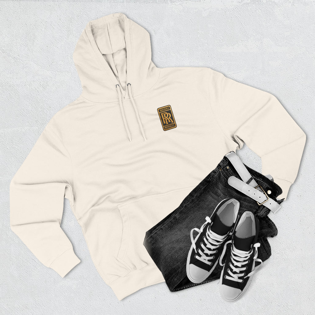 Rhodes Royalty RR Patch Hoodie — Three-Panel Fleece Hooded Sweatshirt