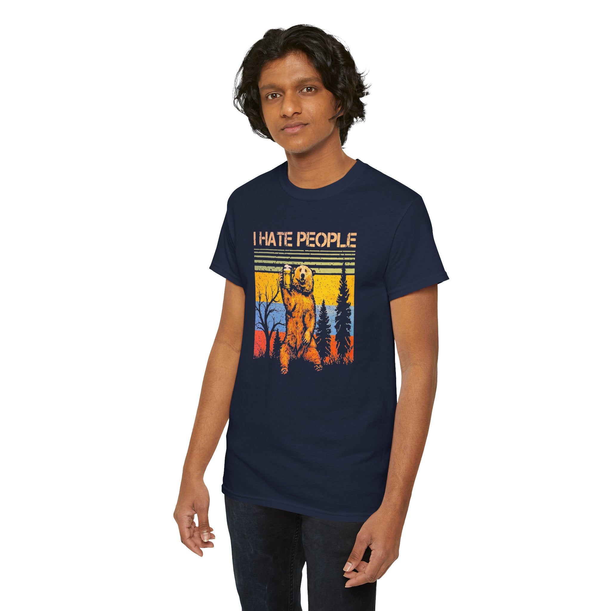 I Hate People Bear T‑Shirt — Retro Forest Graphic Tee