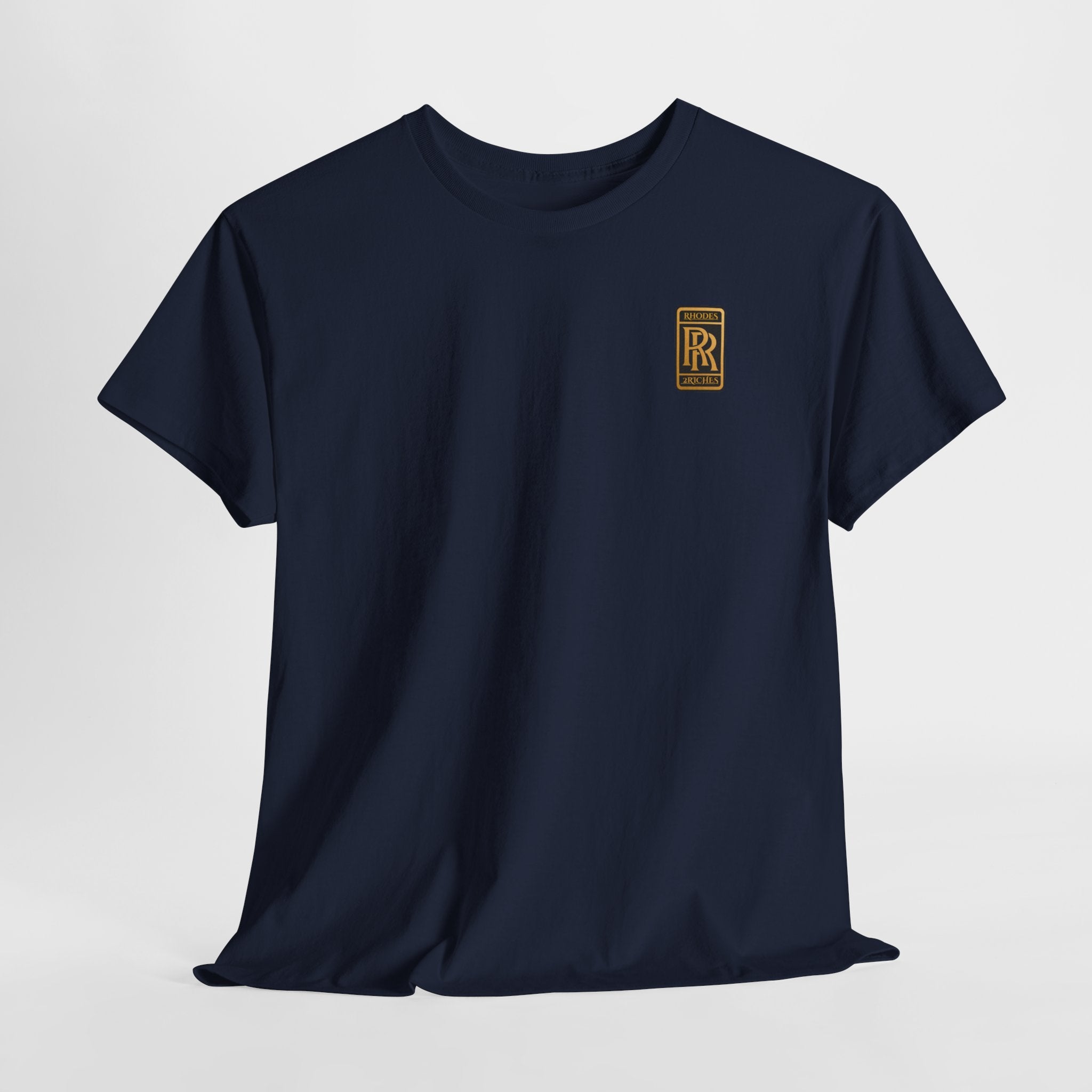 Rhodes 2 Riches Gold Family Crest Monogram Tee — Luxury RR Chest Patch T-Shirt