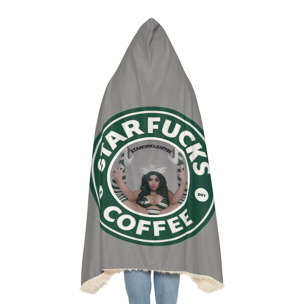 Starfucks.Coffee Hooded Throw Blanket – “Starfucks Coffee” Logo Snuggle Blanket