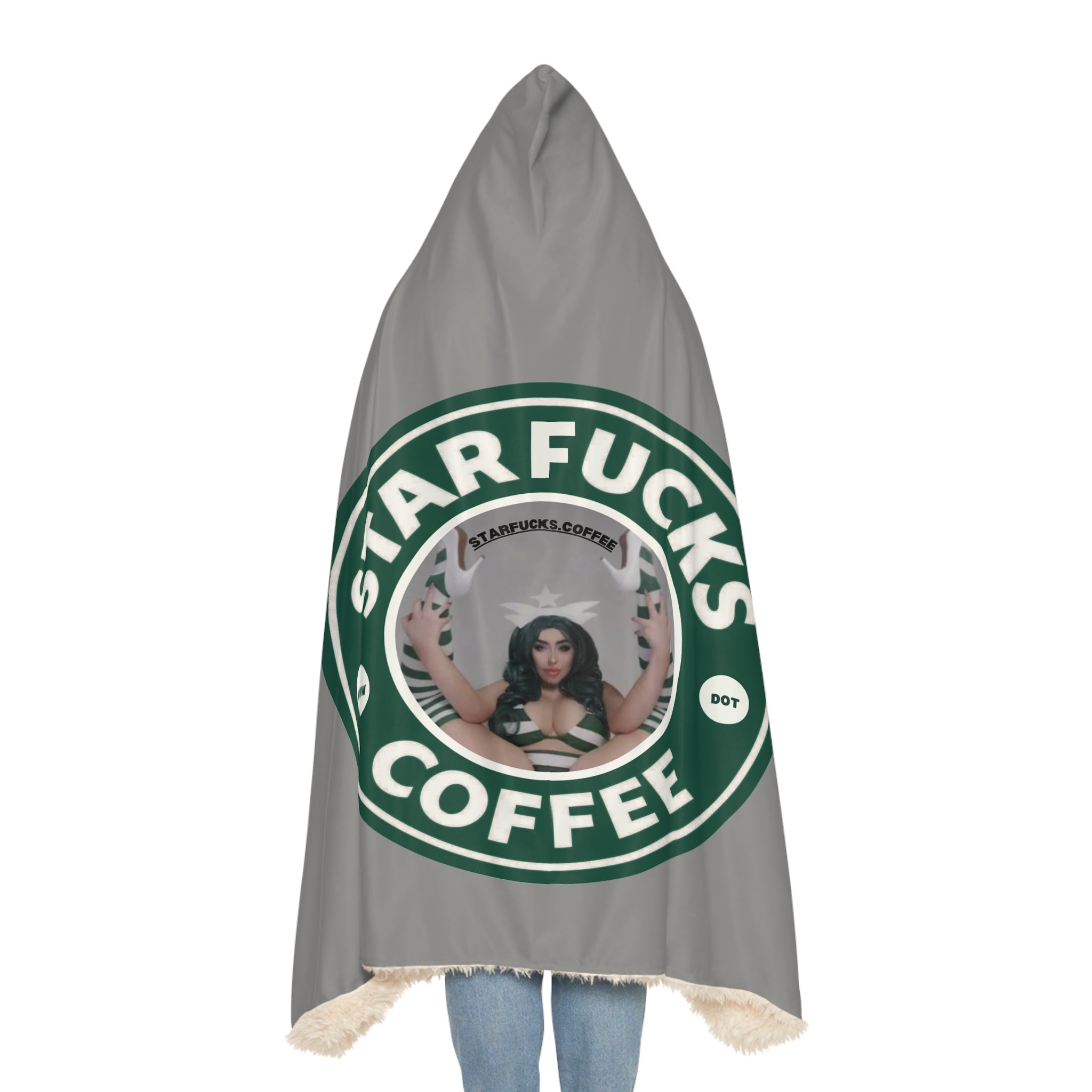 Starfucks.Coffee Hooded Throw Blanket – “Starfucks Coffee” Logo Snuggle Blanket