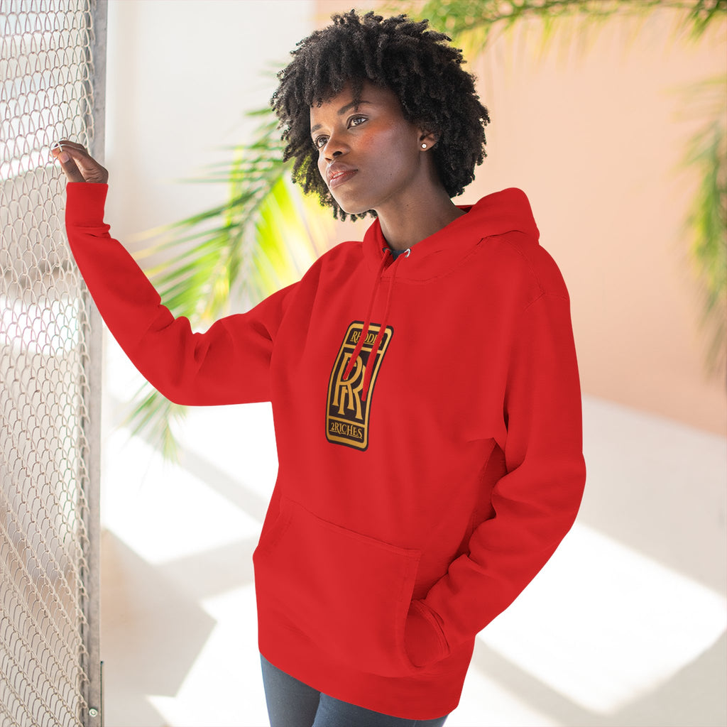 RHODES 2 RICHES  Luxury Monogram Hoodie — Gold RR Crest Fleece Pullover