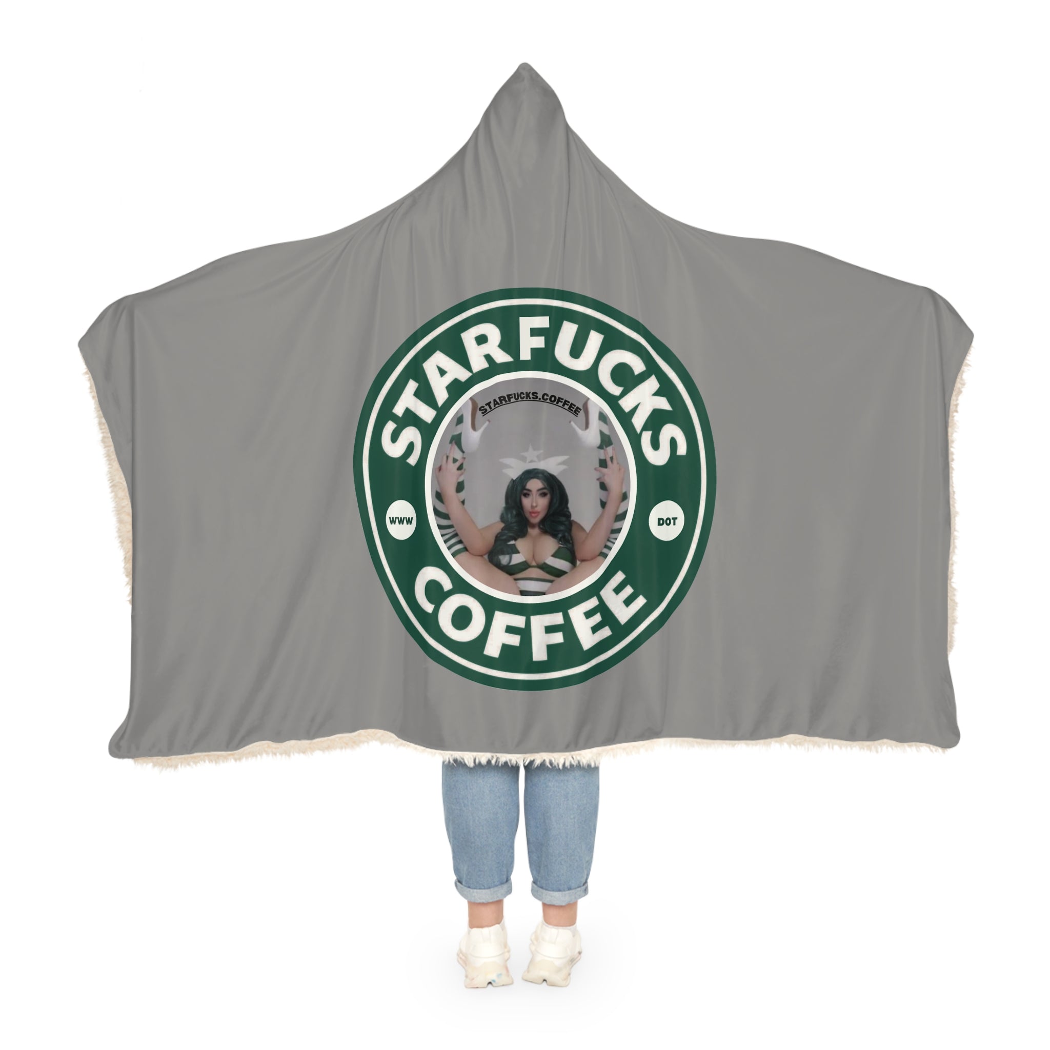 Starfucks.Coffee Hooded Throw Blanket – “Starfucks Coffee” Logo Snuggle Blanket