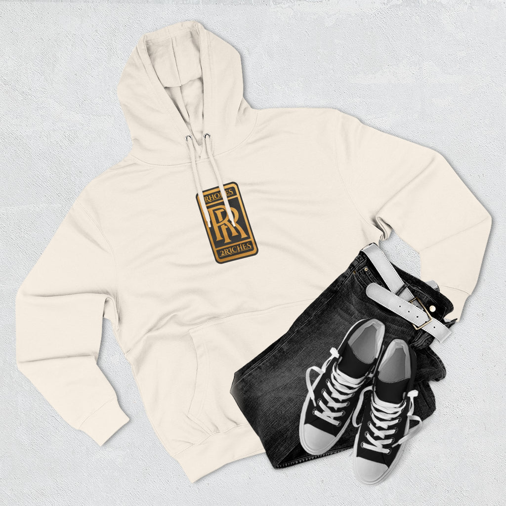 RHODES 2 RICHES  Luxury Monogram Hoodie — Gold RR Crest Fleece Pullover