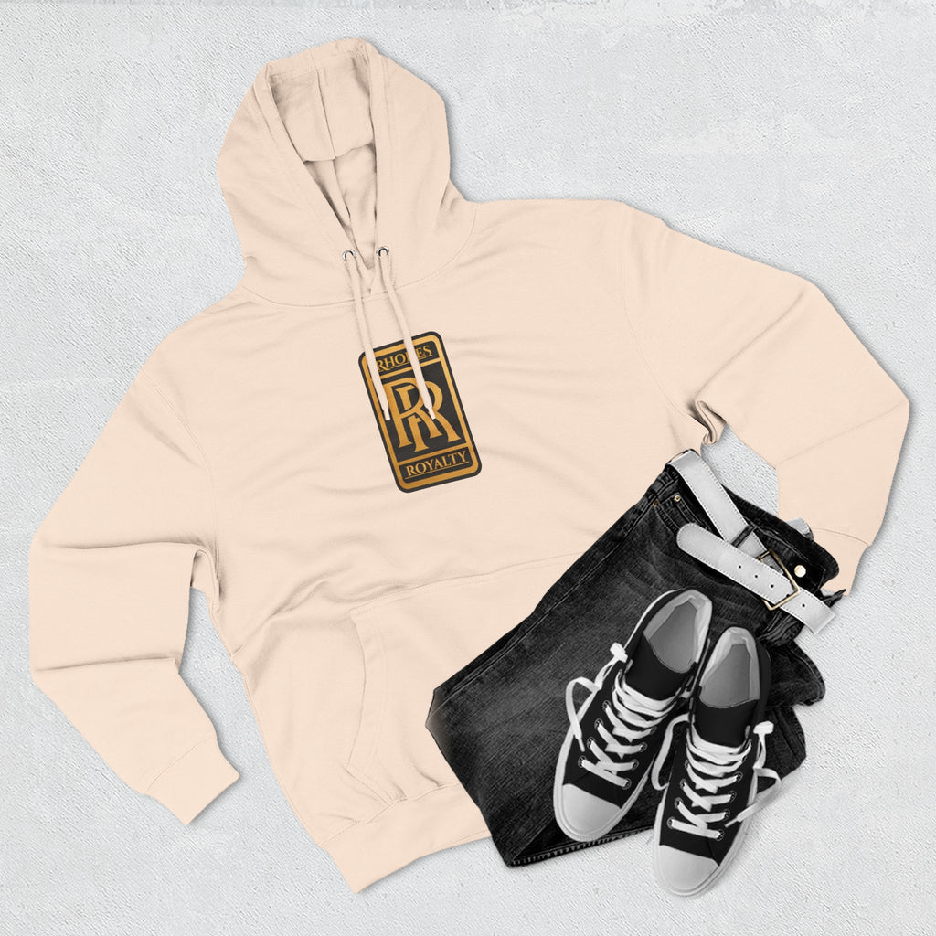 Rhodes Royalty Logo Hoodie — Gold Emblem Fleece Pullover