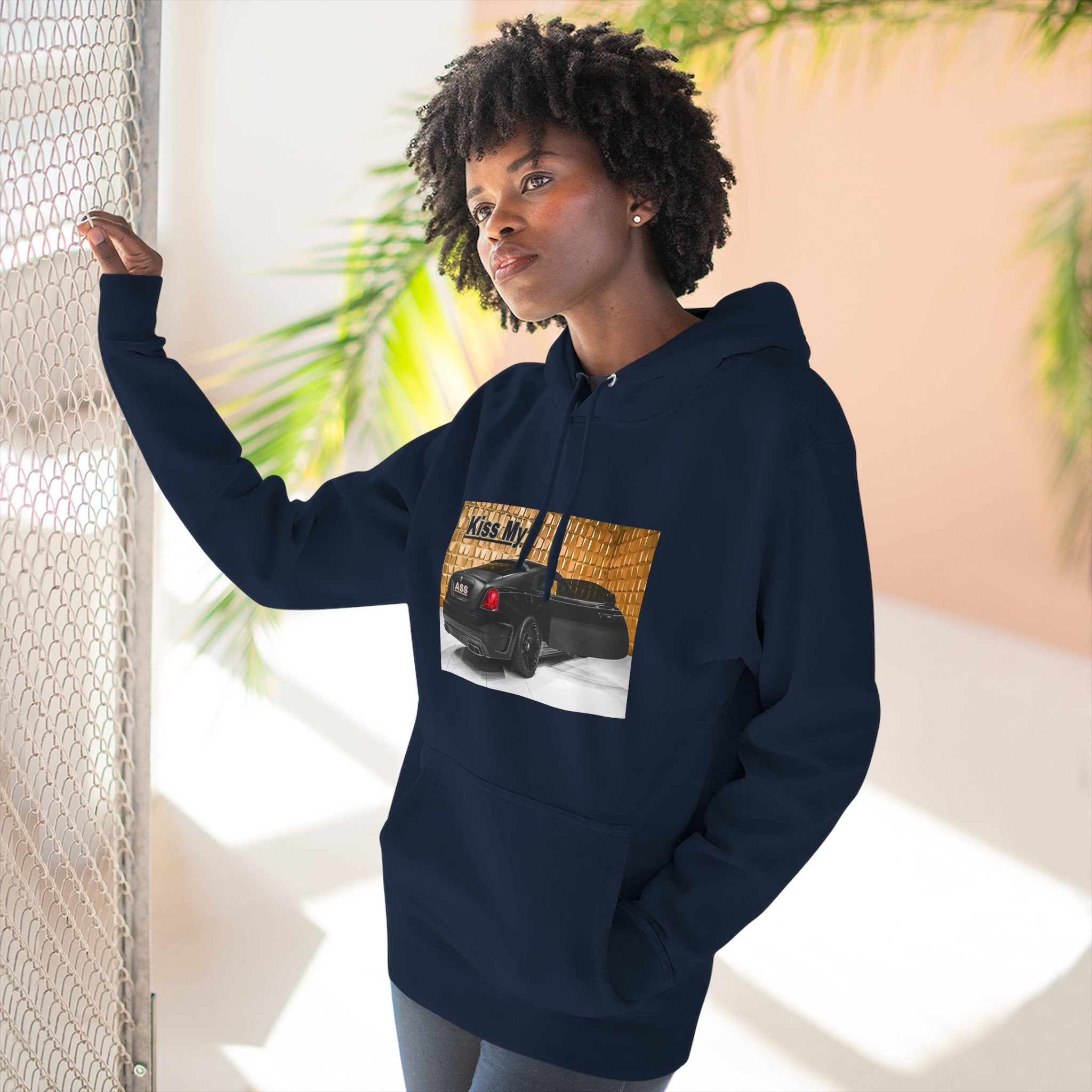 Kiss My  License plate Hoodie — Graphic Black Car Music Lover Pullover