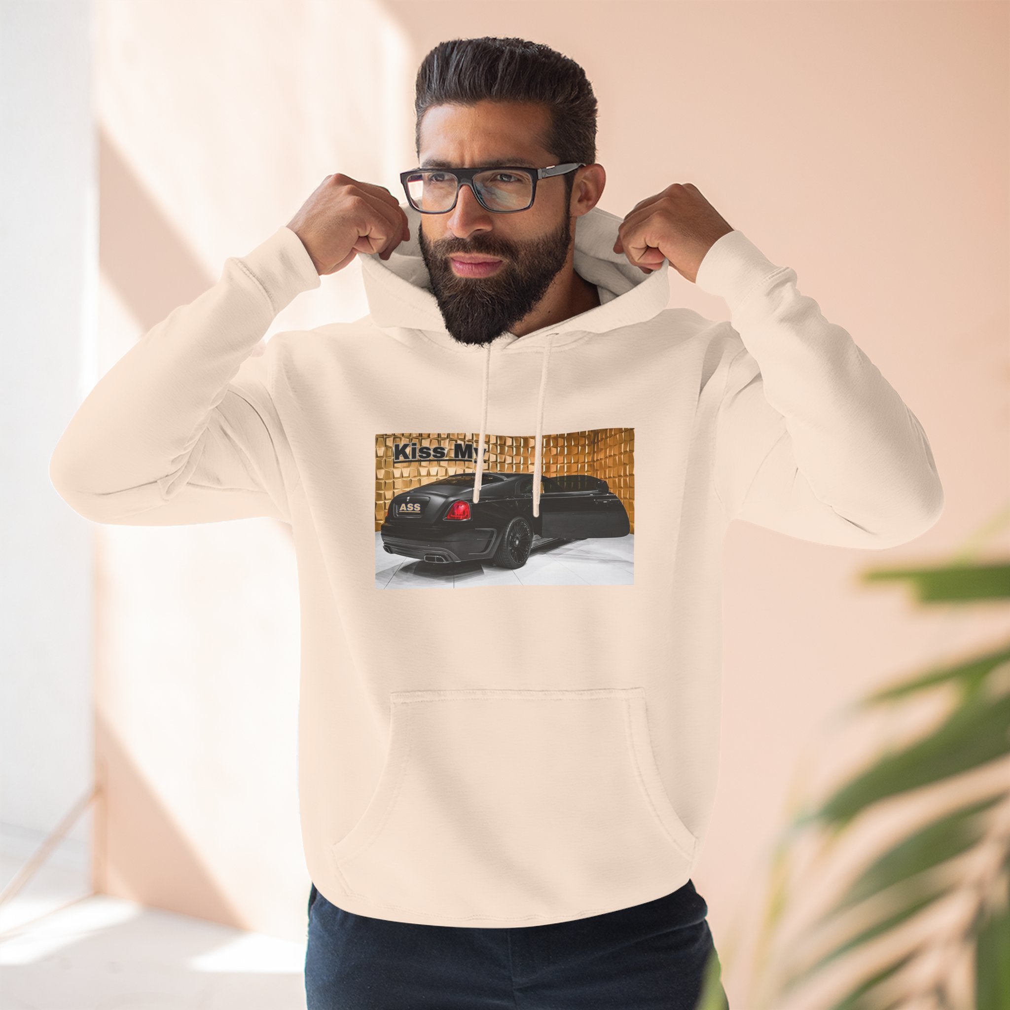 Kiss My  License plate Hoodie — Graphic Black Car Music Lover Pullover