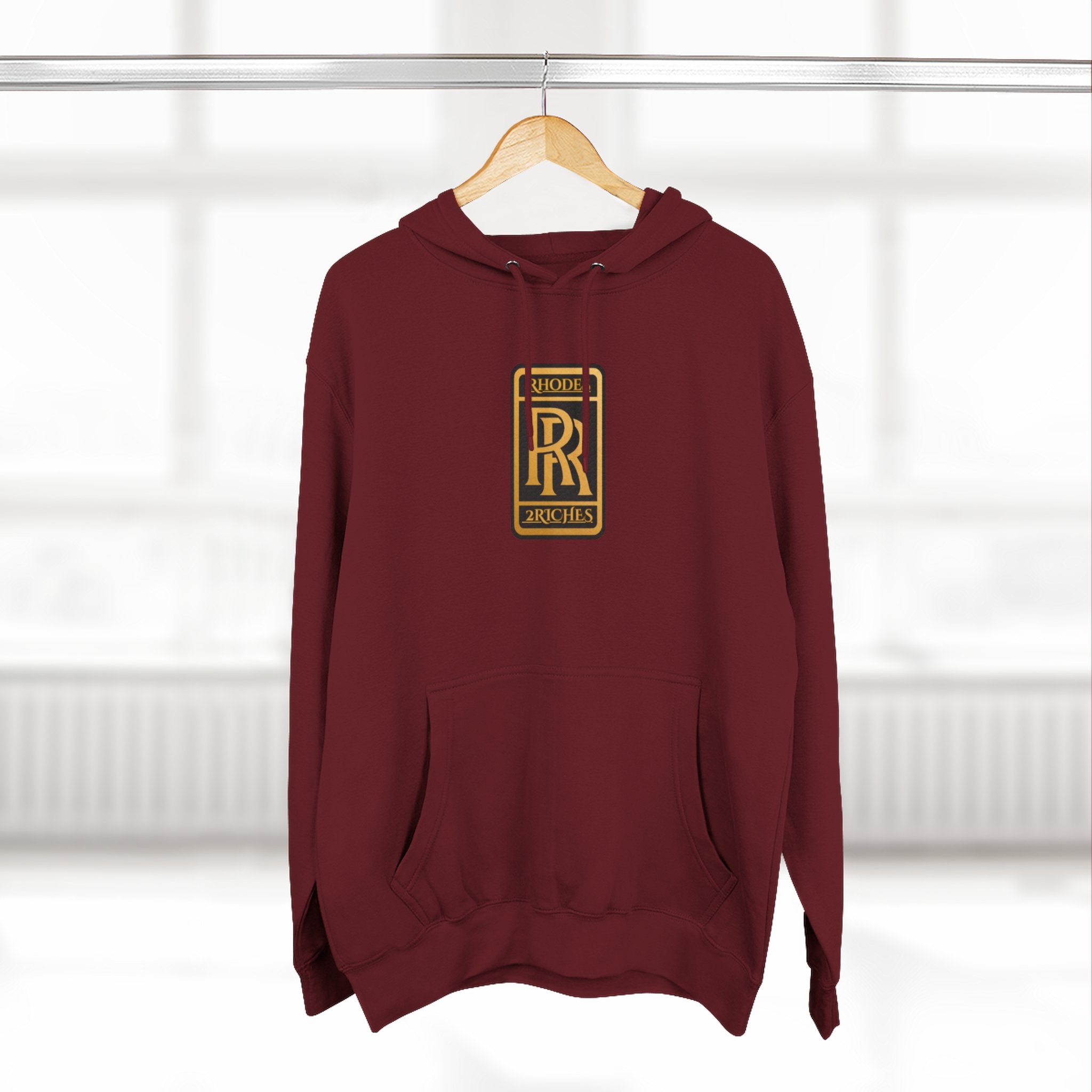 RHODES 2 RICHES  Luxury Monogram Hoodie — Gold RR Crest Fleece Pullover