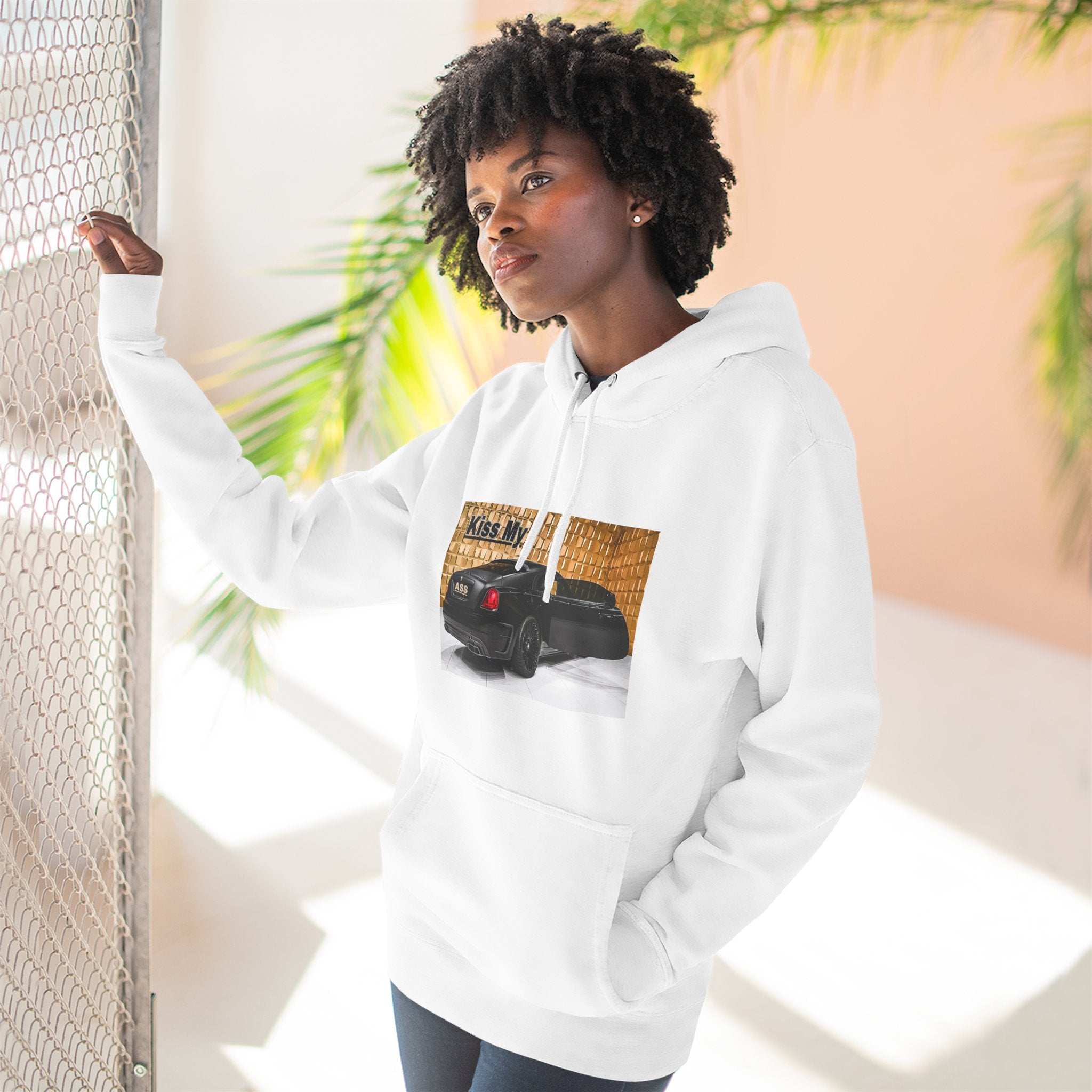 Kiss My  License plate Hoodie — Graphic Black Car Music Lover Pullover