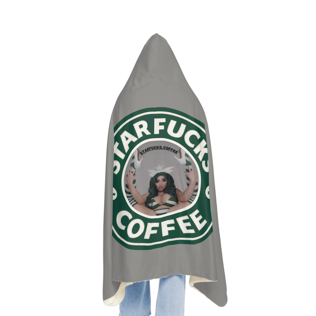 Starfucks.Coffee Hooded Throw Blanket – “Starfucks Coffee” Logo Snuggle Blanket