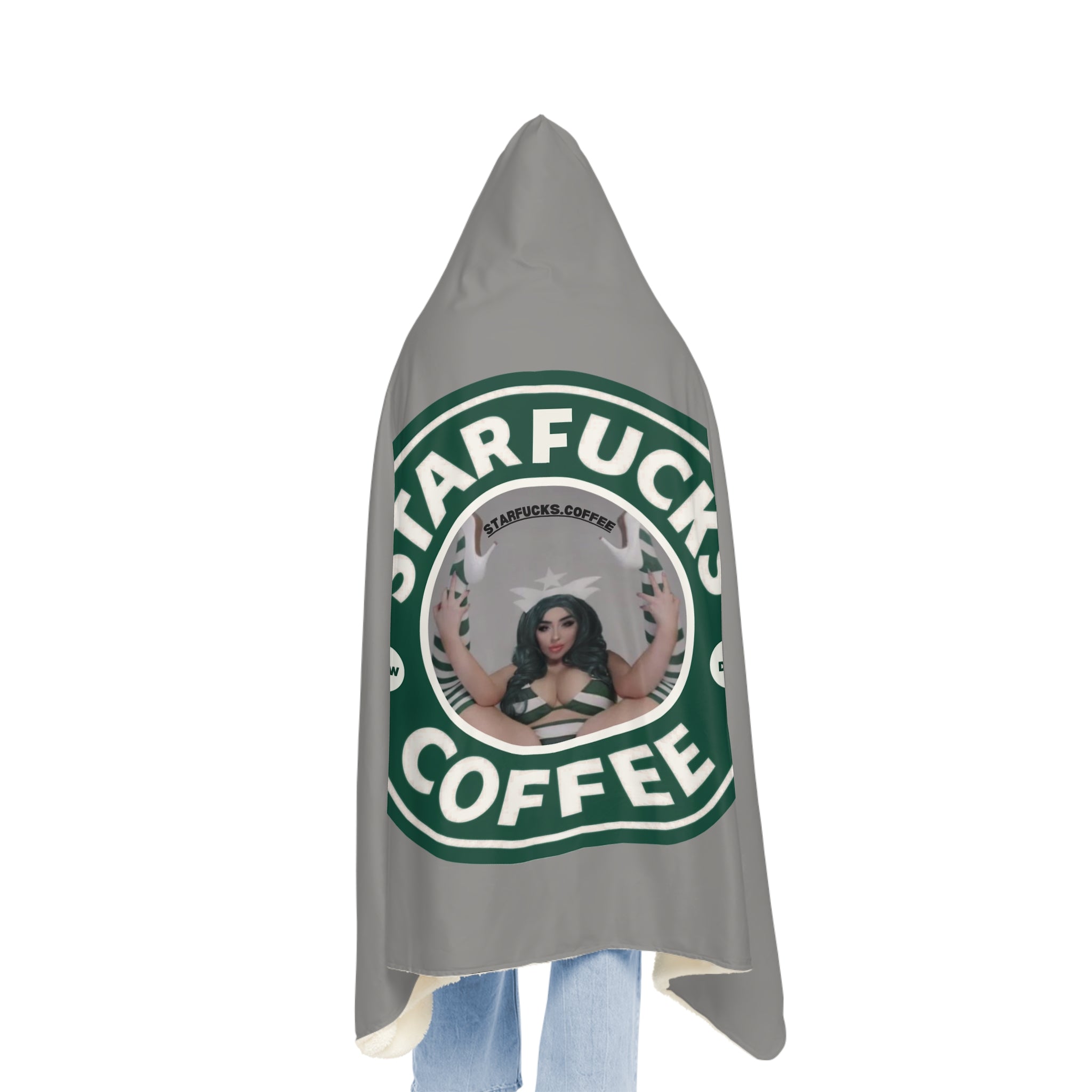 Starfucks.Coffee Hooded Throw Blanket – “Starfucks Coffee” Logo Snuggle Blanket