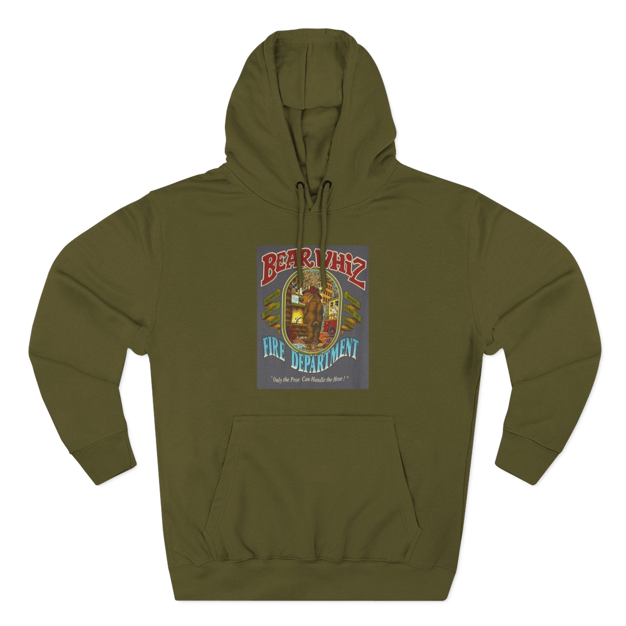 Bear Whiz Fire Department Hoodie — Vintage Bear Whiz Three-Panel Design