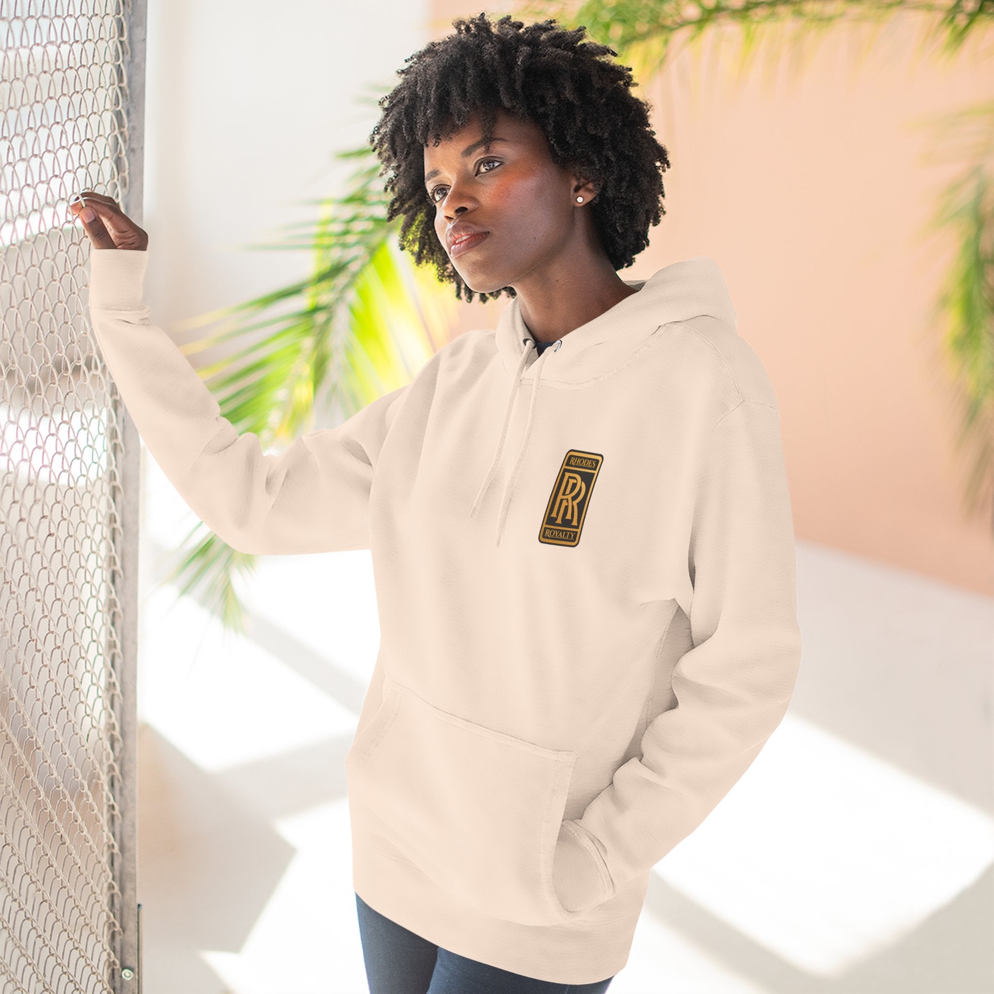 Rhodes Royalty RR Patch Hoodie — Three-Panel Fleece Hooded Sweatshirt