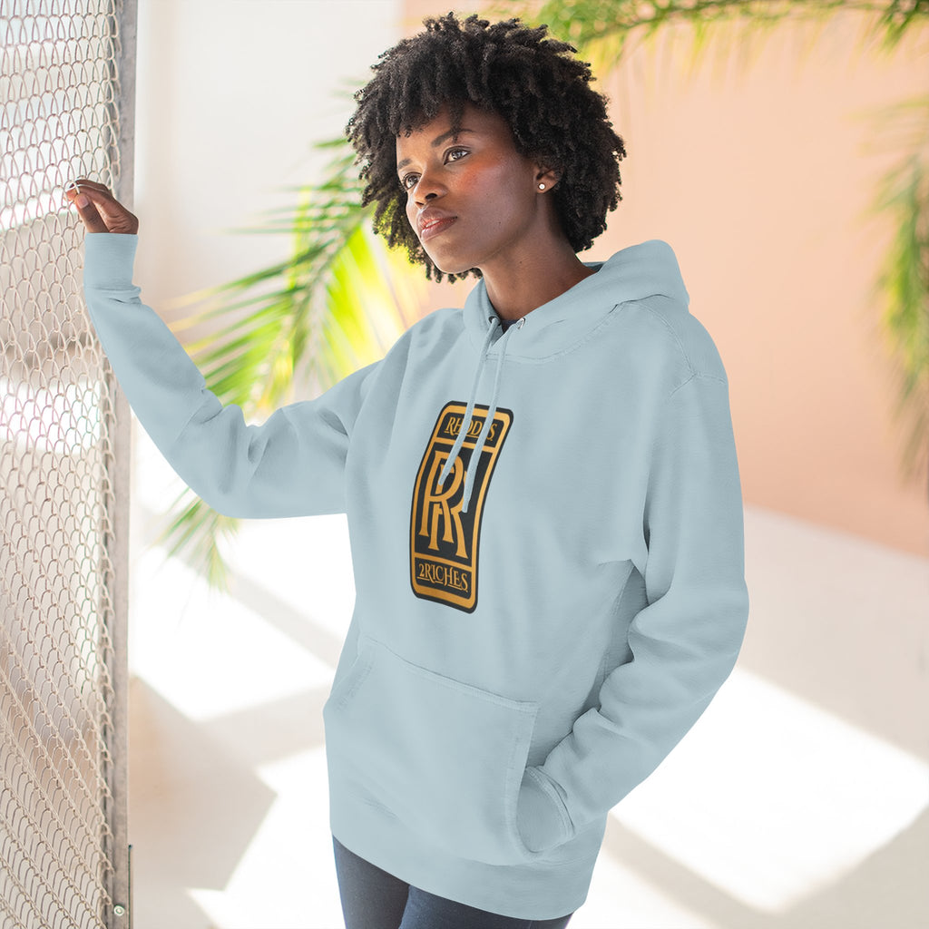 RHODES 2 RICHES Heritage RR Gold Emblem Hoodie — Luxury Vintage Logo Fleece