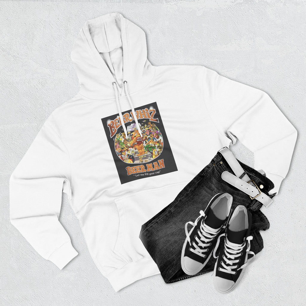 Bear Whiz Beer Fill-em Up Hoodie — Retro Collage Pullover