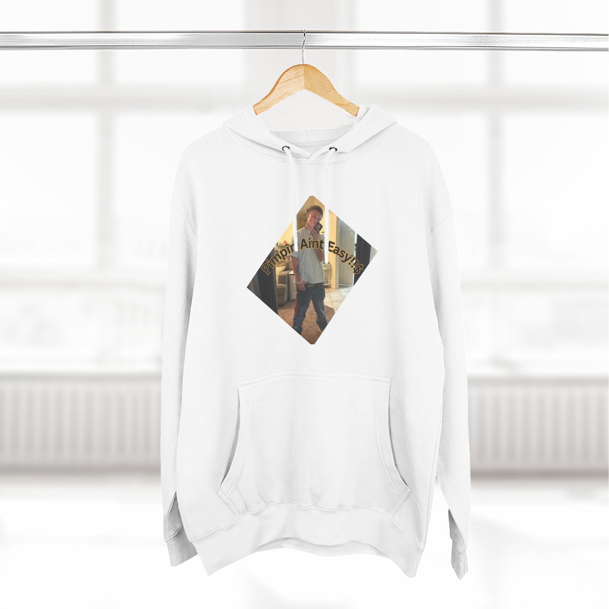 Pimpin Aint Easy (Ryder or Die Style)   Three-Panel Fleece Hoodie — Cozy Diamond Photo Graphic Pullover