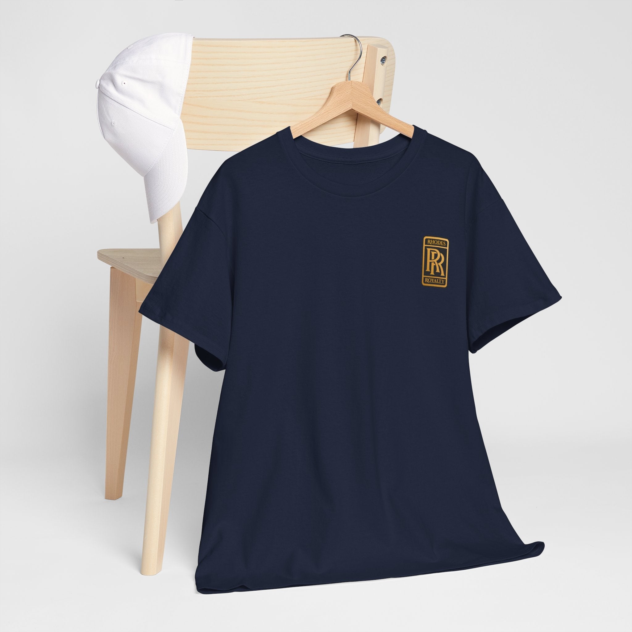 Rhodes Royalty Family Crest- Luxury Monogram T-Shirt — Small Chest Patch "RR"