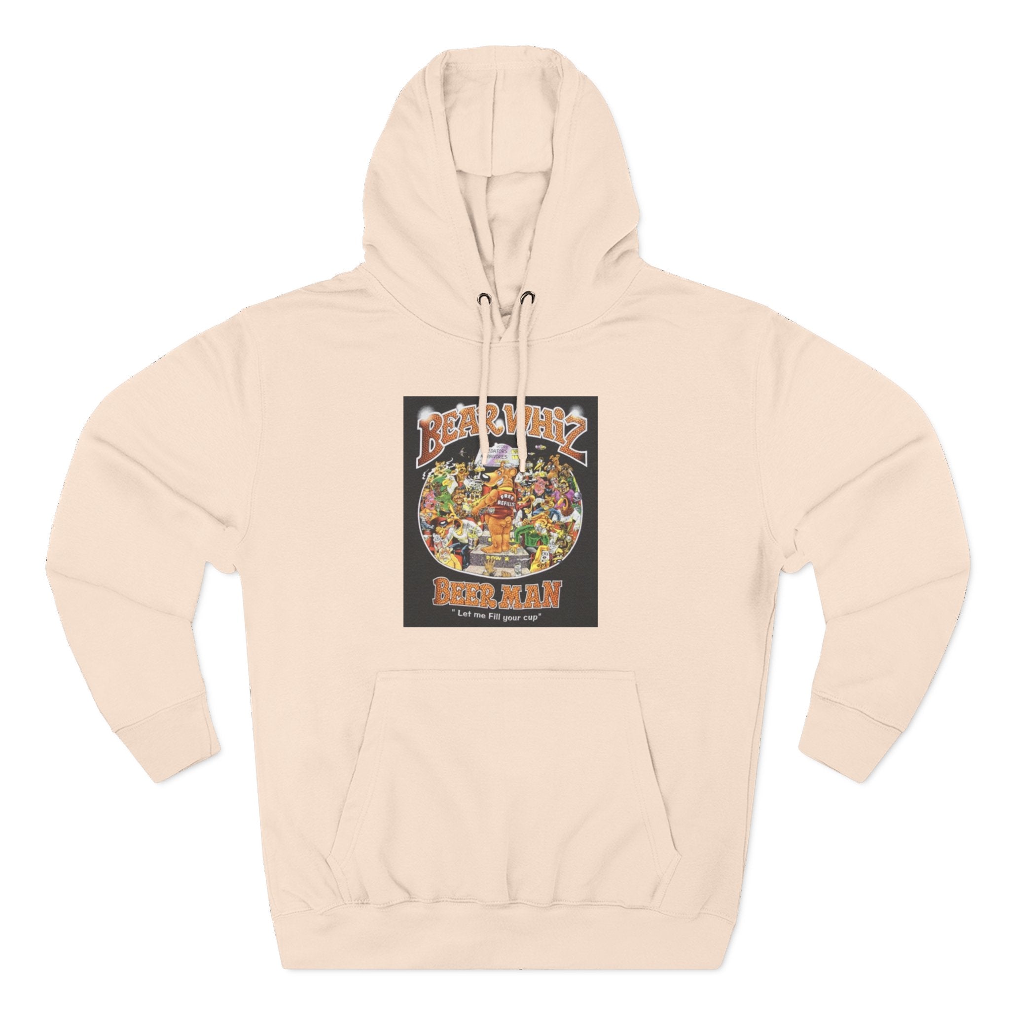 Bear Whiz Beer Fill-em Up Hoodie — Retro Collage Pullover