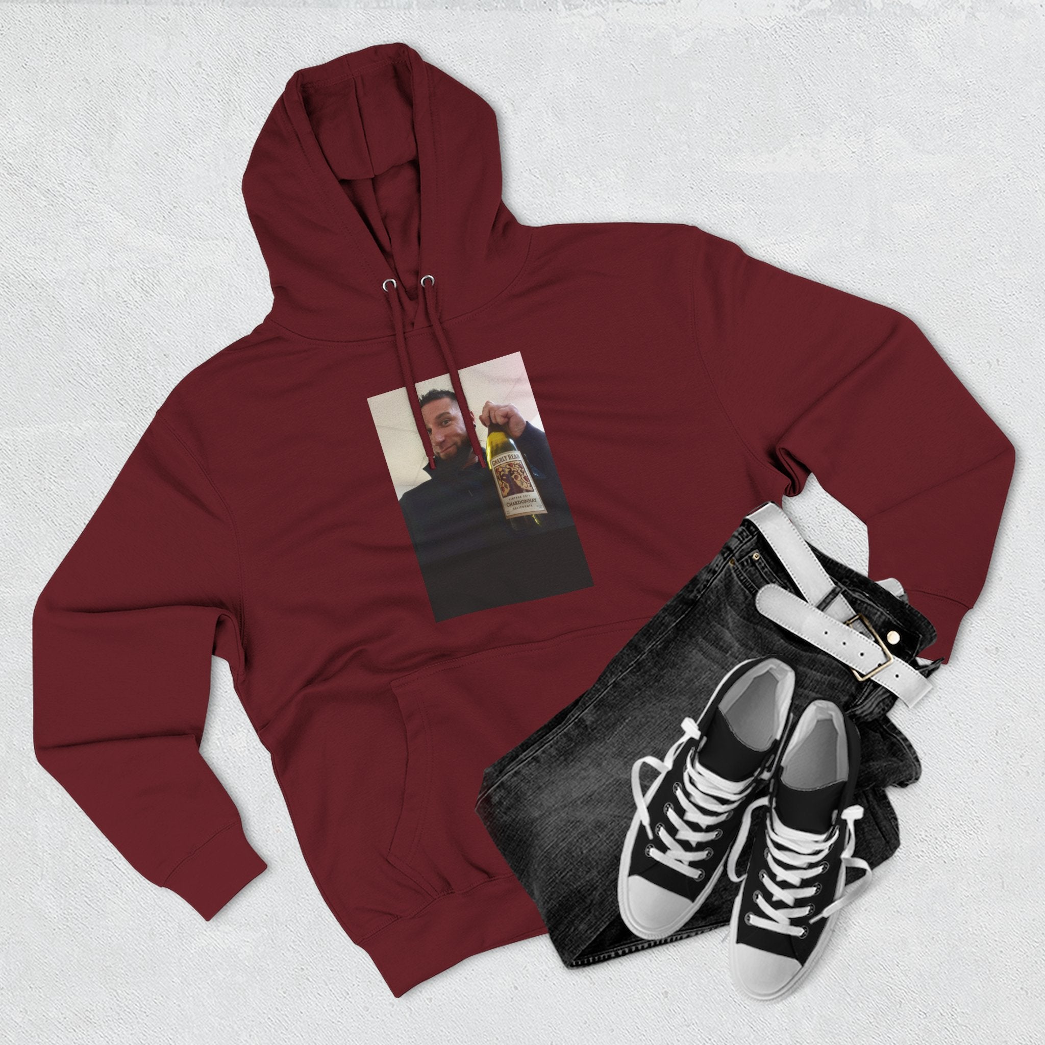 Shaun Says!      Three-Panel Fleece Hoodie – Vintage Photo Collage Printed Hoodie