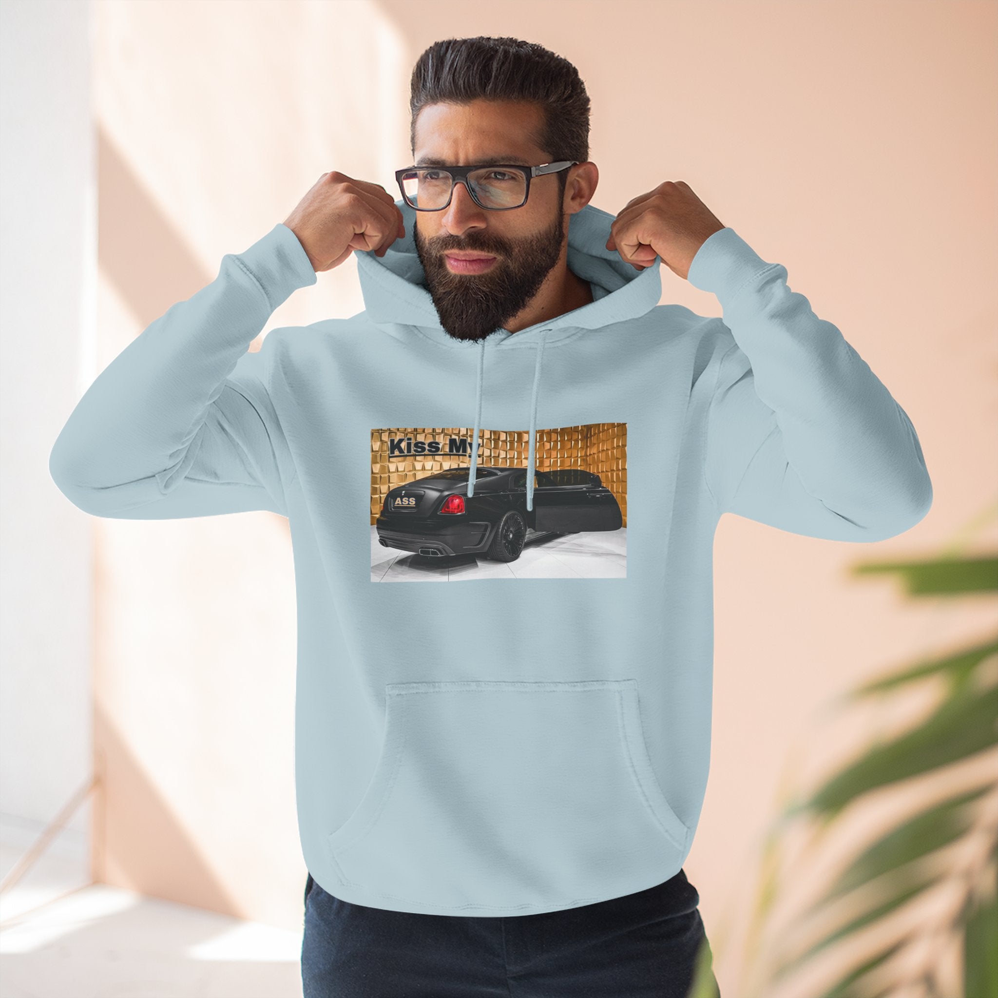 Kiss My  License plate Hoodie — Graphic Black Car Music Lover Pullover