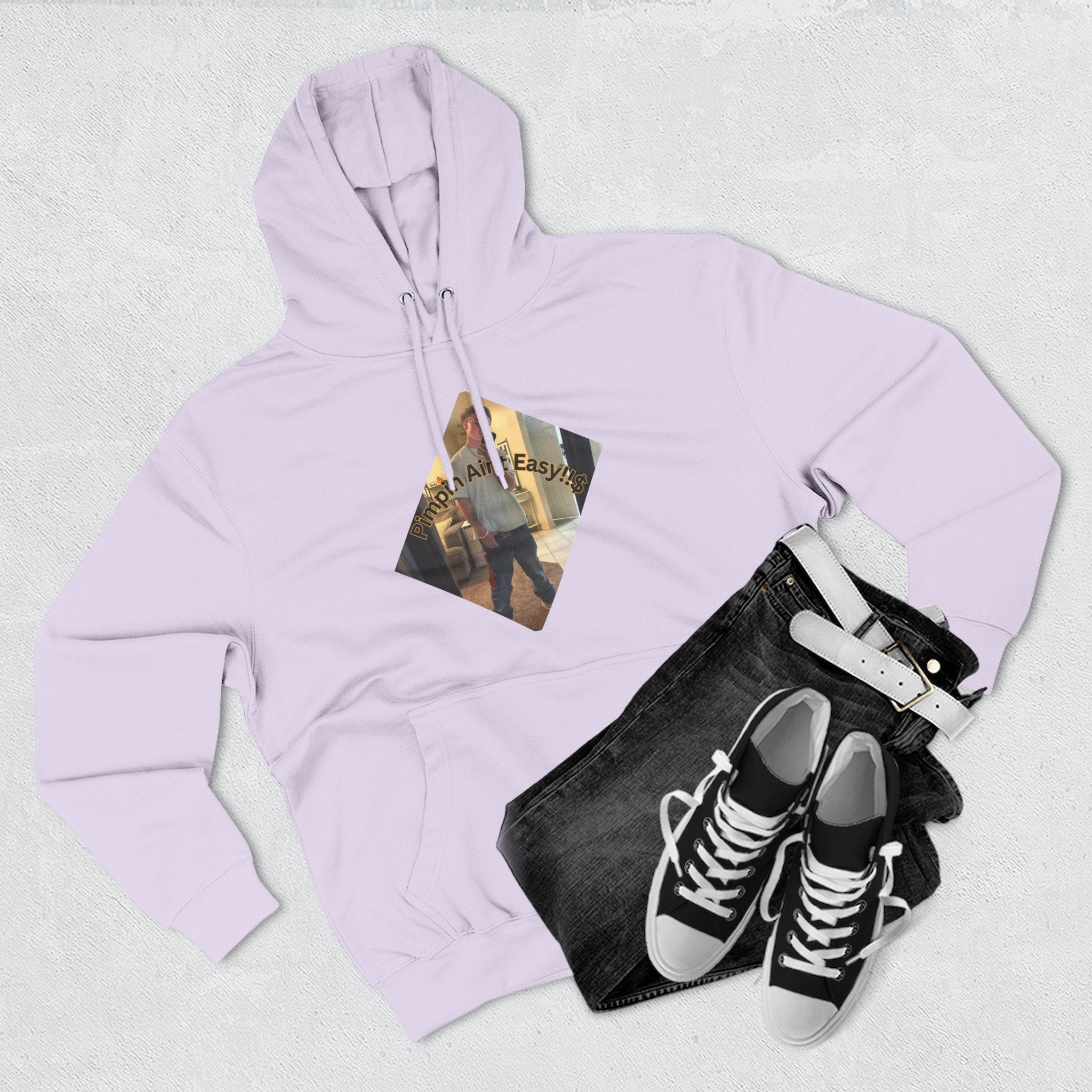 Pimpin Aint Easy (Ryder or Die Style)   Three-Panel Fleece Hoodie — Cozy Diamond Photo Graphic Pullover