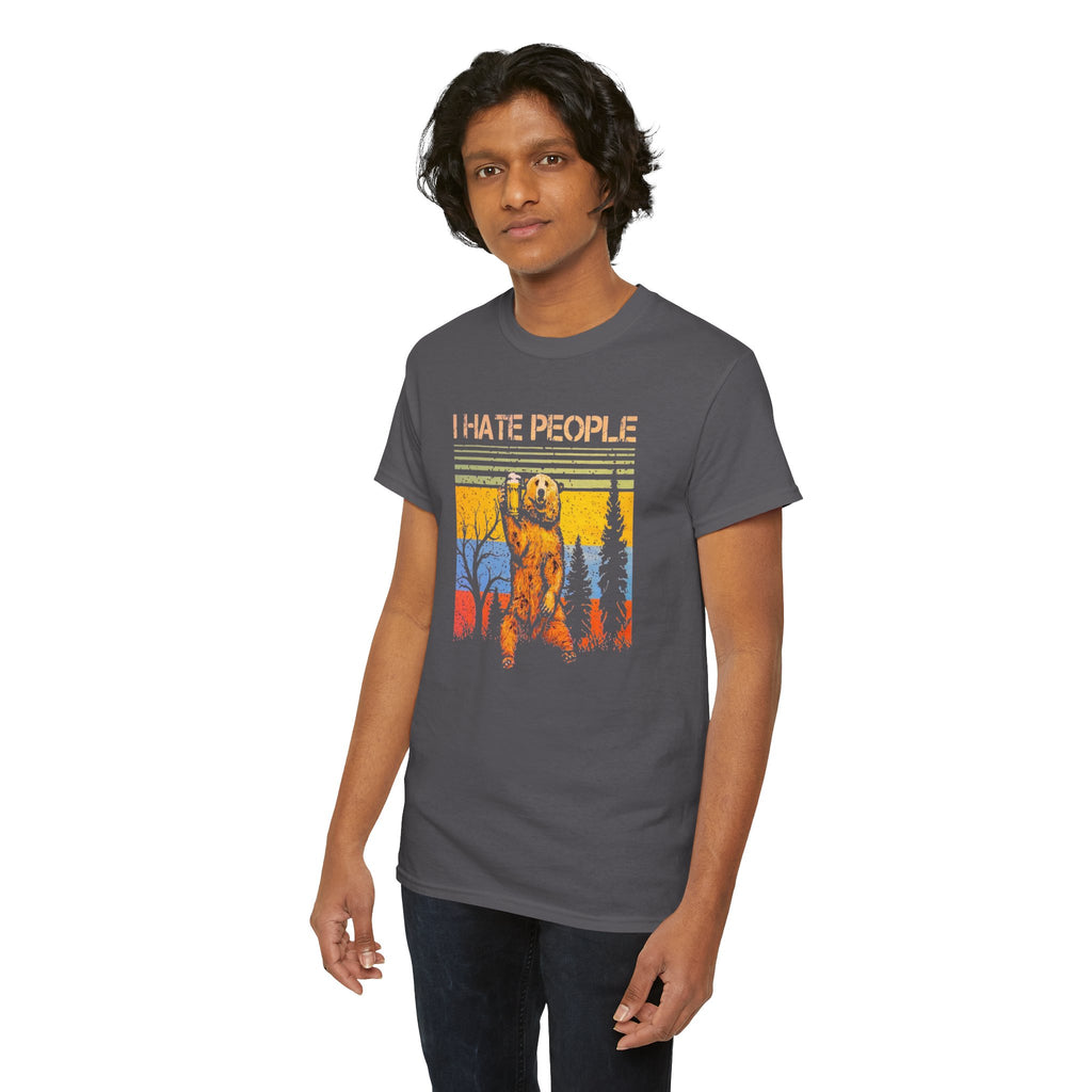 I Hate People Bear T‑Shirt — Retro Forest Graphic Tee
