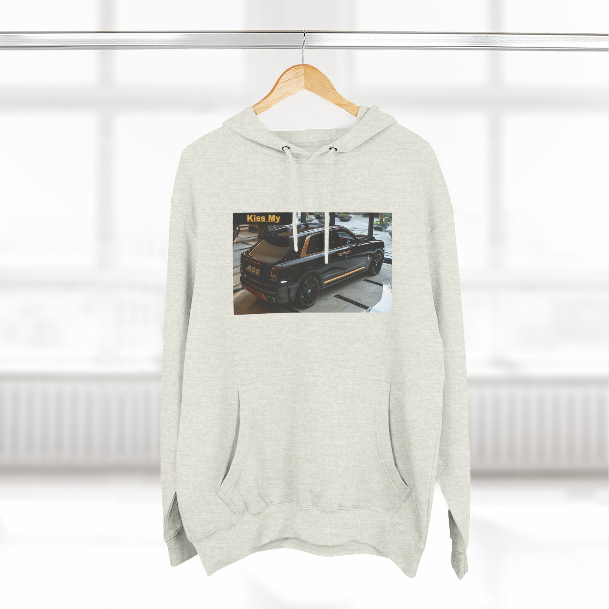 Kiss MY  License plate SUV Hoodie — Vintage Black Muscle Car Graphic Pullover